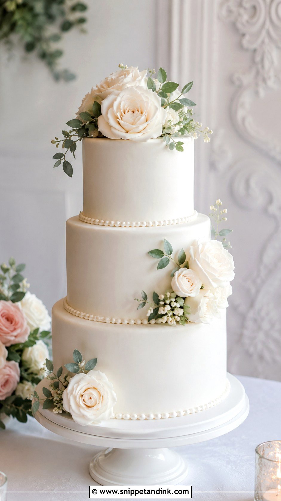 White Tiered Wedding Cake - Snippet and Ink - 20 Best Cake Design Ideas for Wedding
