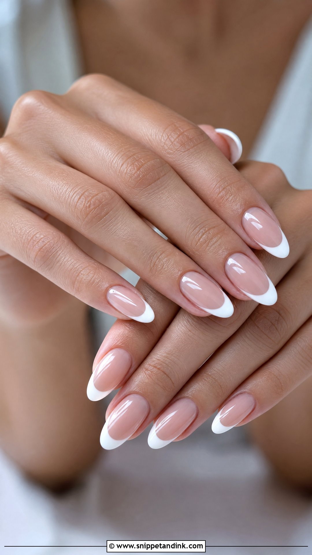 White Tip Almond Bridal Nails - Snippet and Ink - 25 Almond Bridal Nails