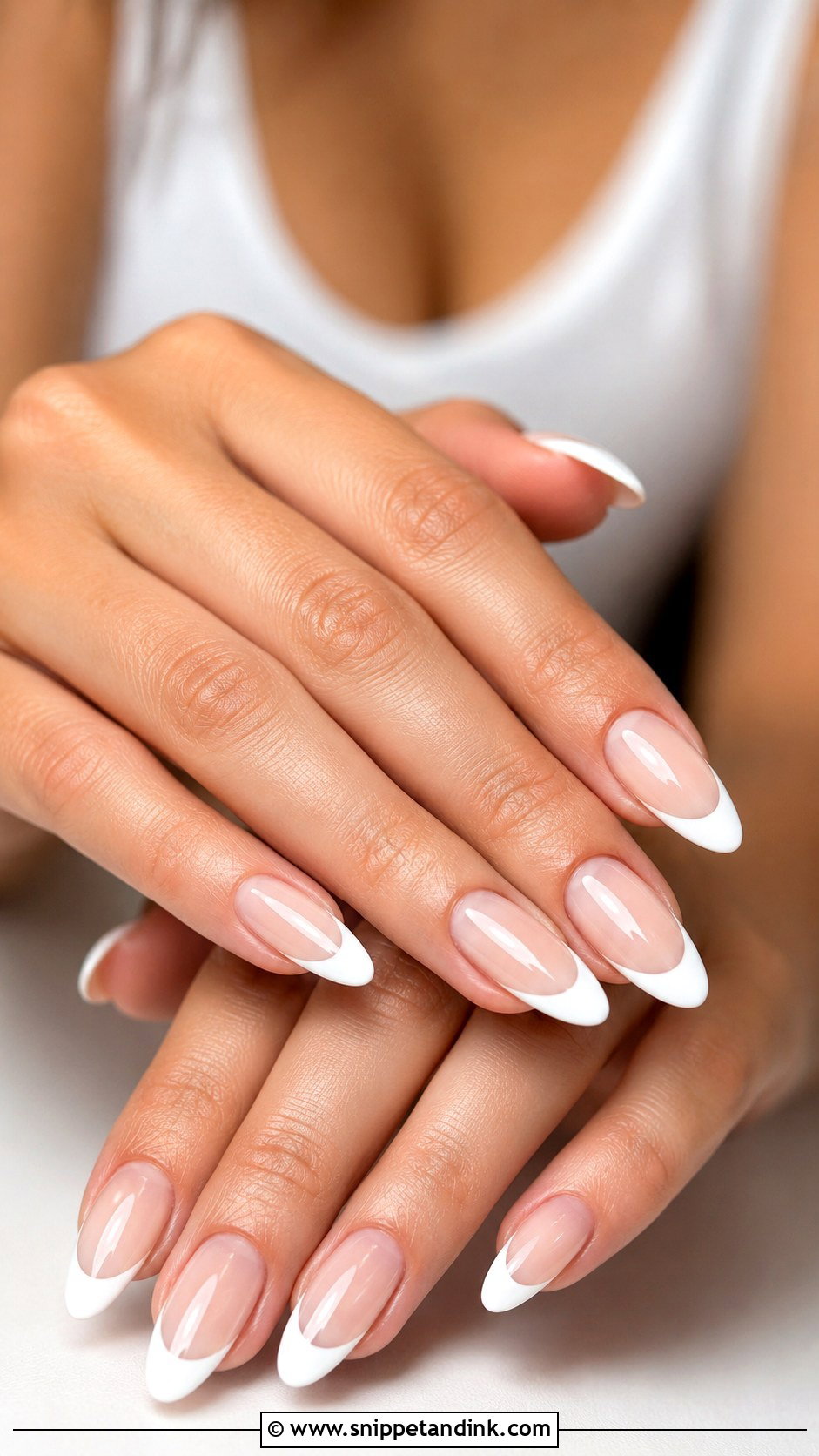 White Tip Almond Wedding Nails - Snippet and Ink - 20 Simple Wedding Day Nails for Bride