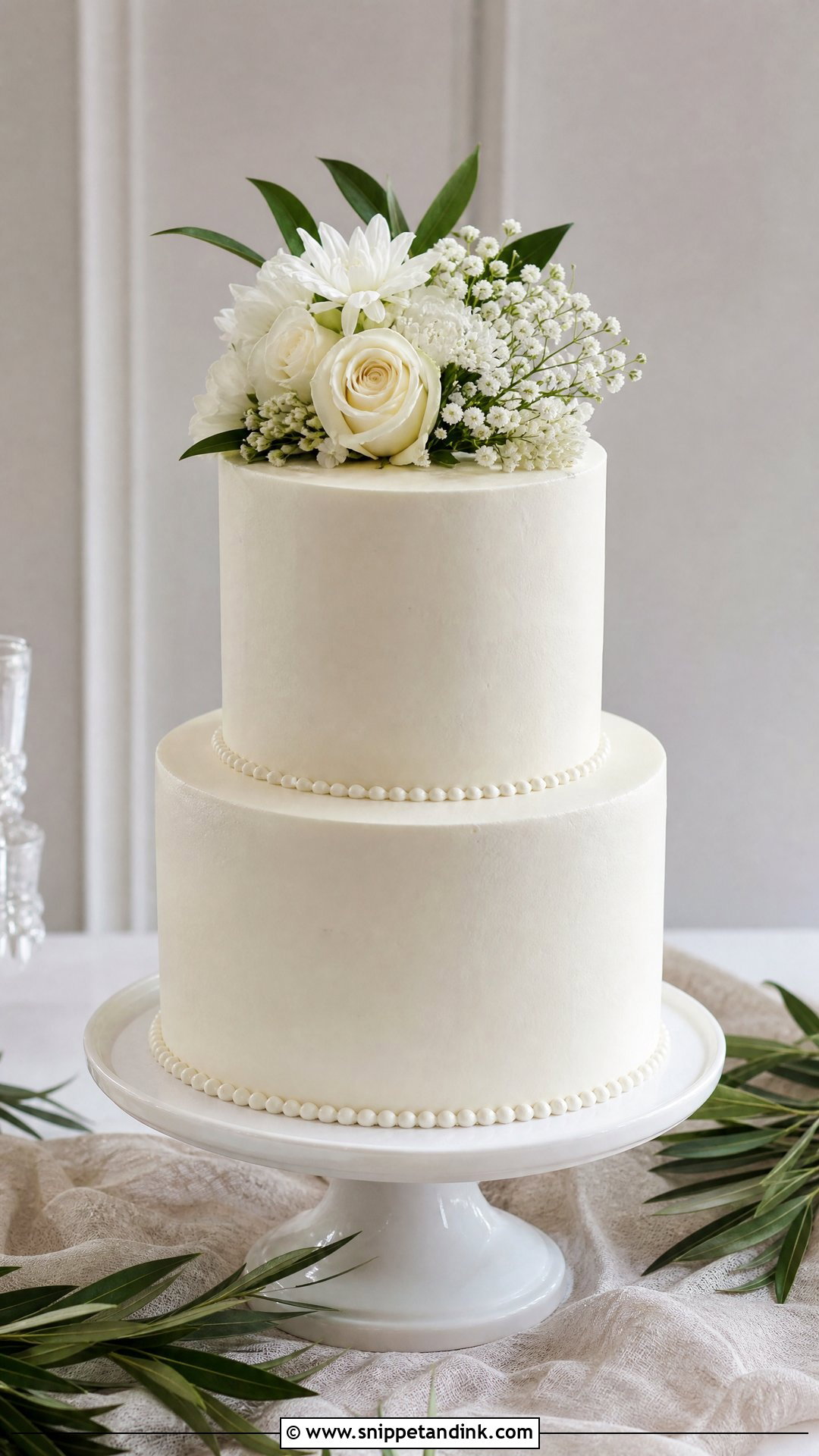 White Two Tier Wedding Cake - Snippet and Ink - 30 White Cakes for Wedding