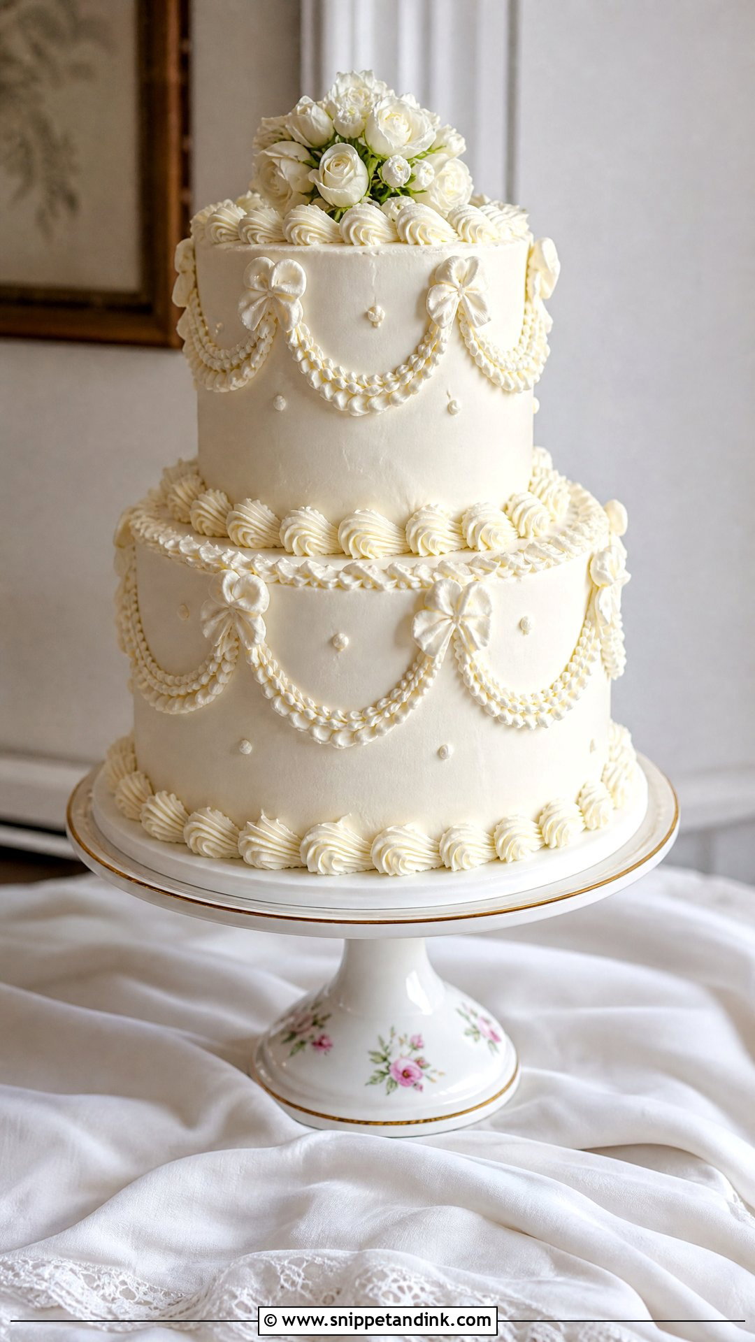 White Vintage Wedding Cake - Snippet and Ink - 30 White Cakes for Wedding