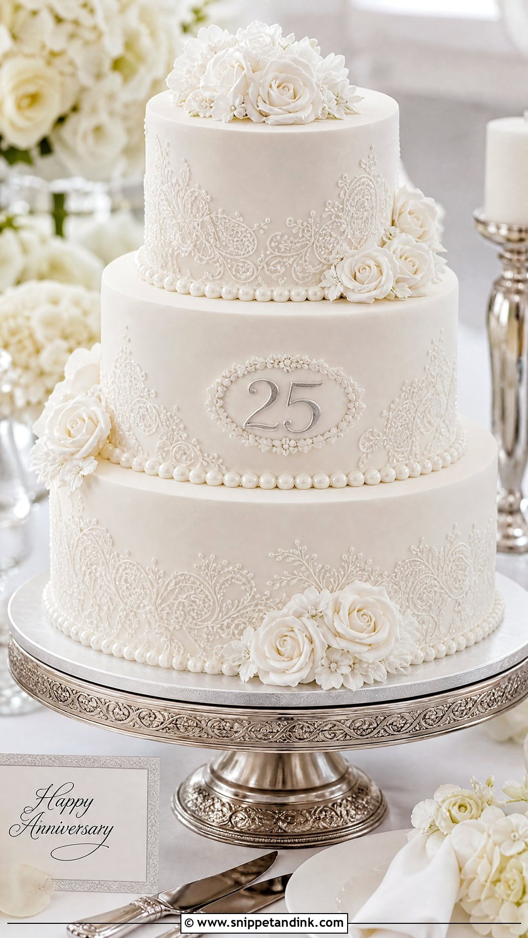 White Wedding Anniversary Cake - Snippet and Ink - 30 Wedding Anniversary Cake Design Ideas