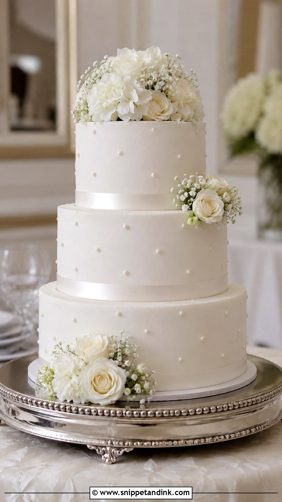 White Wedding Cake - Snippet and Ink - 25 Cake and Cupcakes Ideas for Wedding