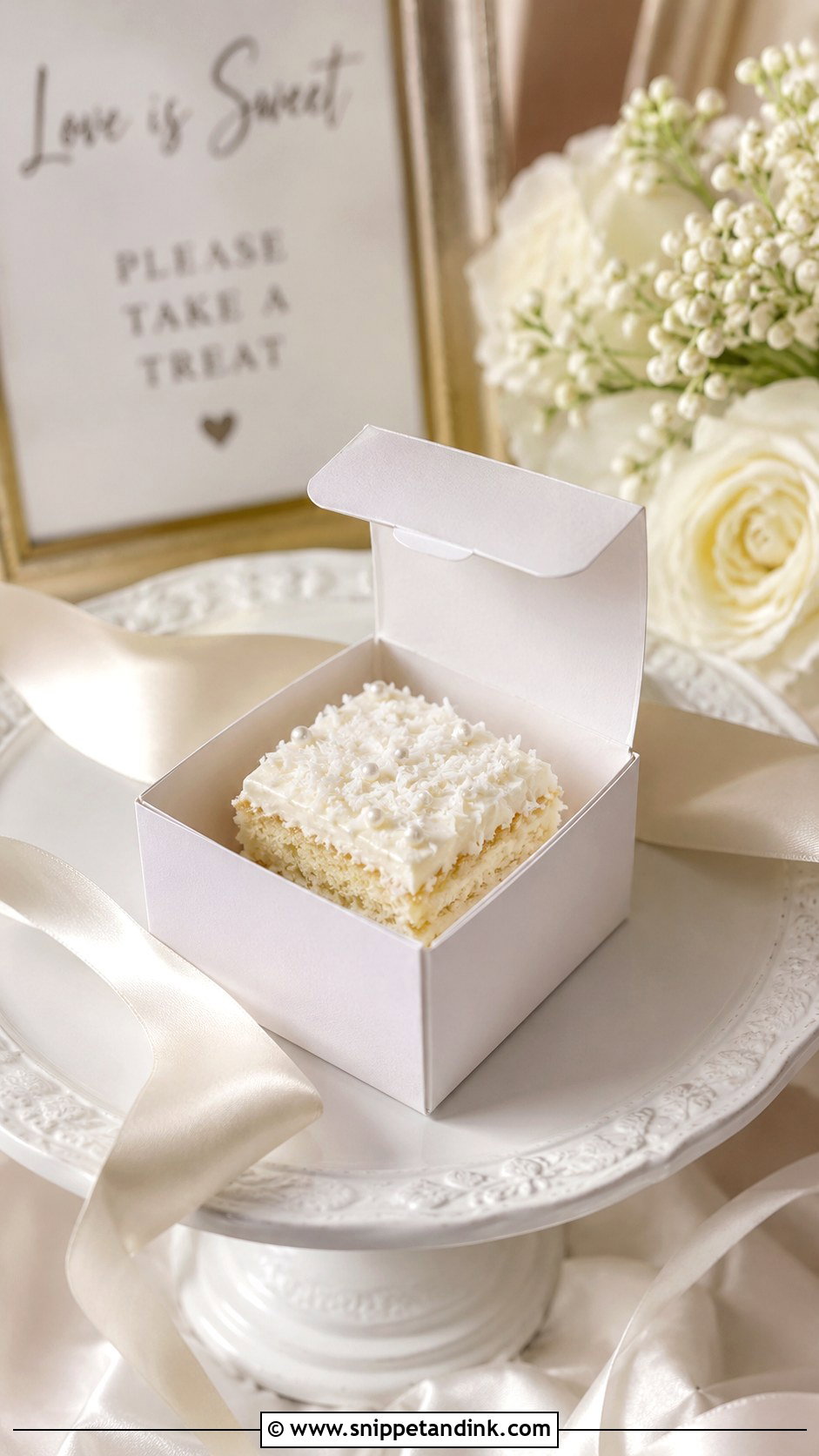 White Wedding Cake Favor Box - Snippet and Ink - 20 Wedding Cake Favor Boxes
