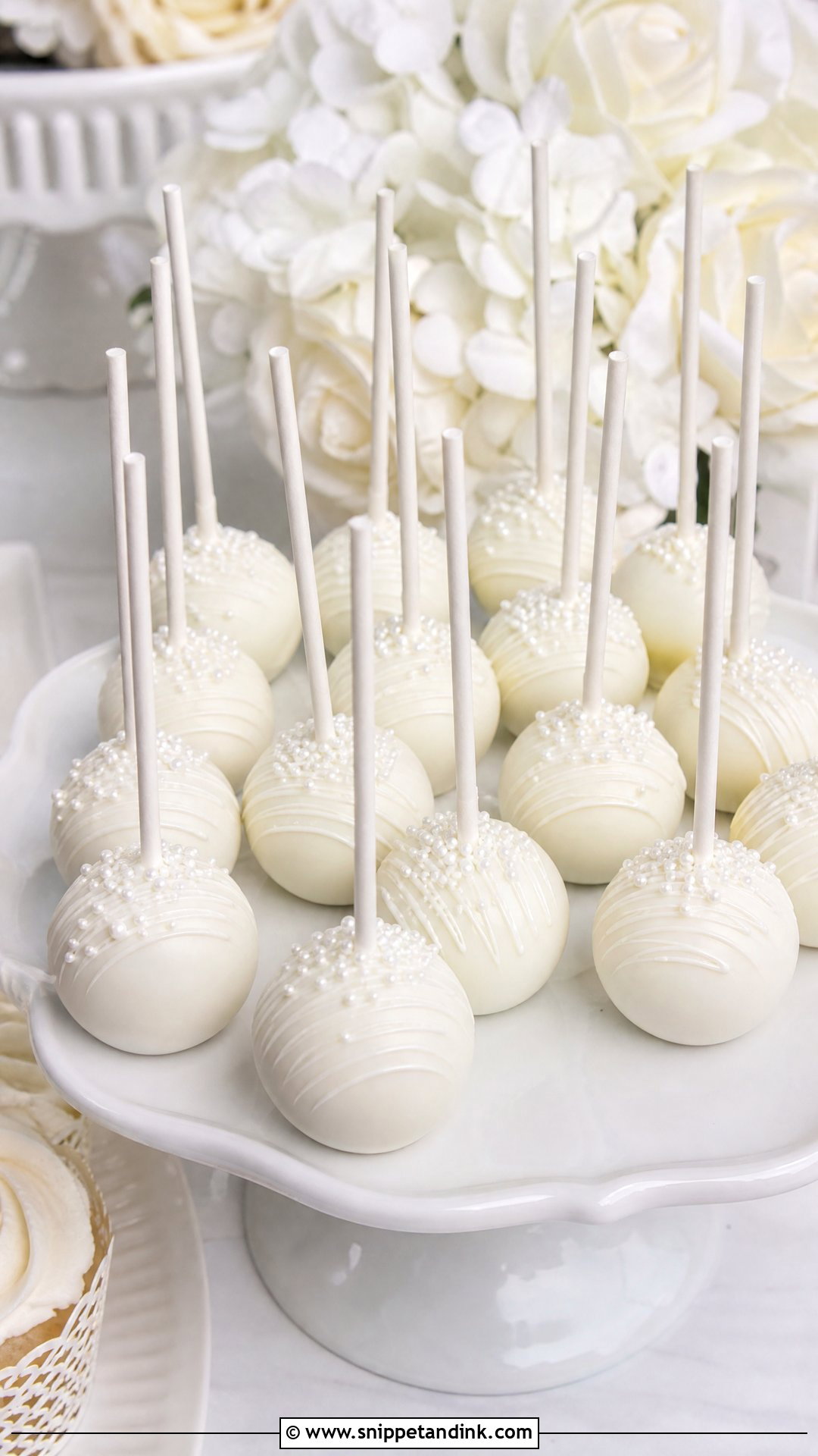 White Wedding Cake Pops - Snippet and Ink - 20 Wedding Cake Pops