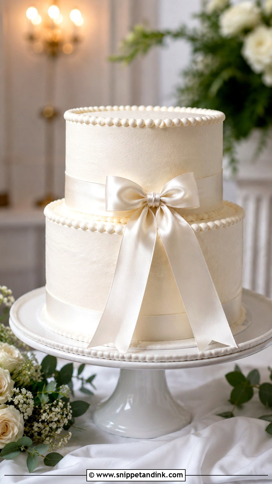 White Wedding Cake With Bow And Ribbon - Snippet and Ink - 25 White Wedding Cake Ideas with Bow