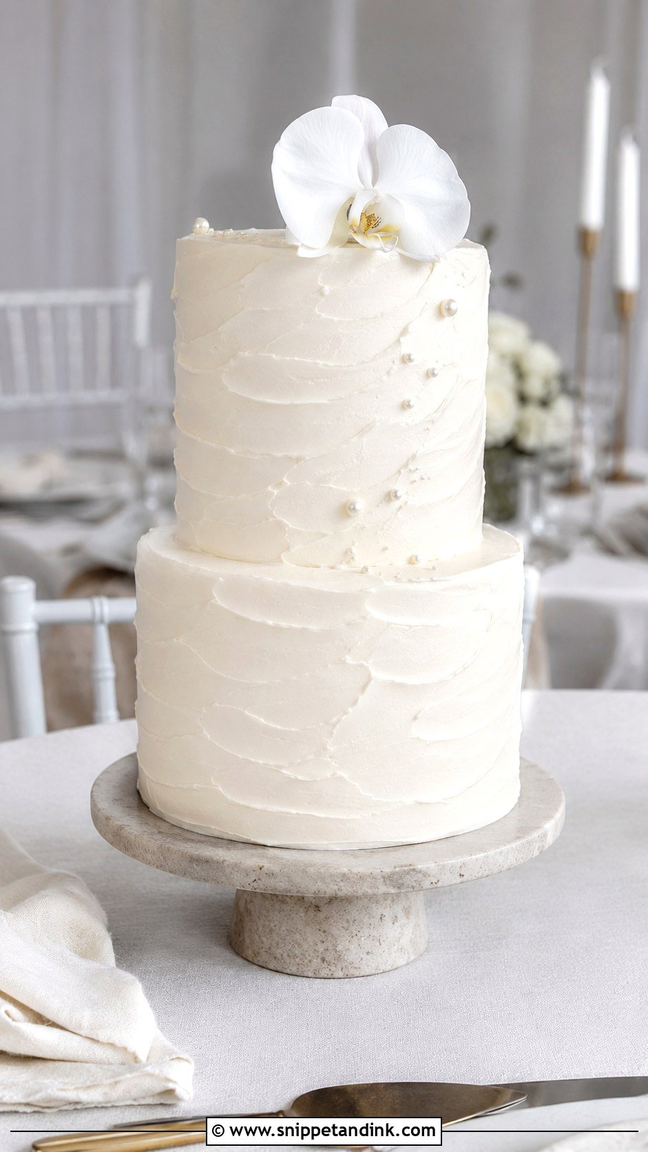 White Wedding Cake With Buttercream Texture - Snippet and Ink - 20 White Wedding Cake and Cupcakes Ideas