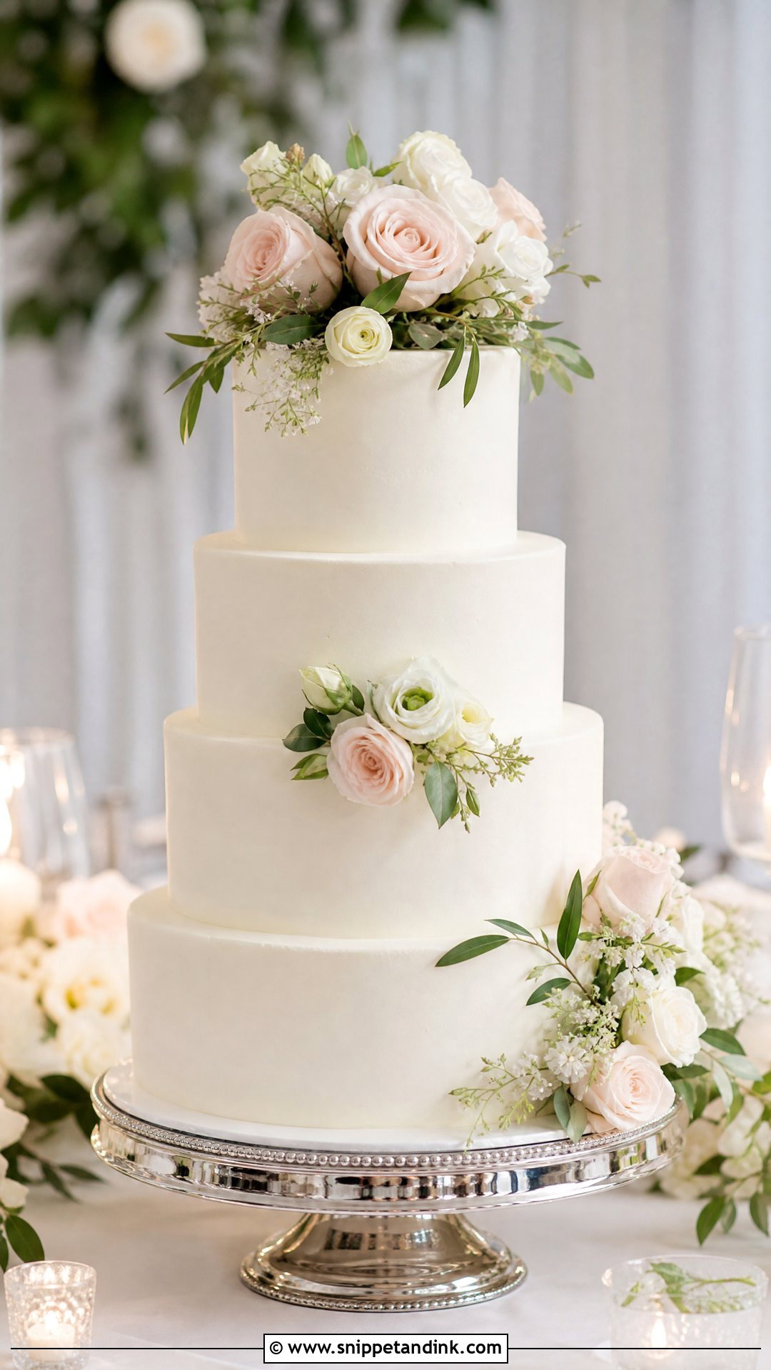 White Wedding Cake With Flowers - Snippet and Ink - 35 Cakes with Flowers for Wedding