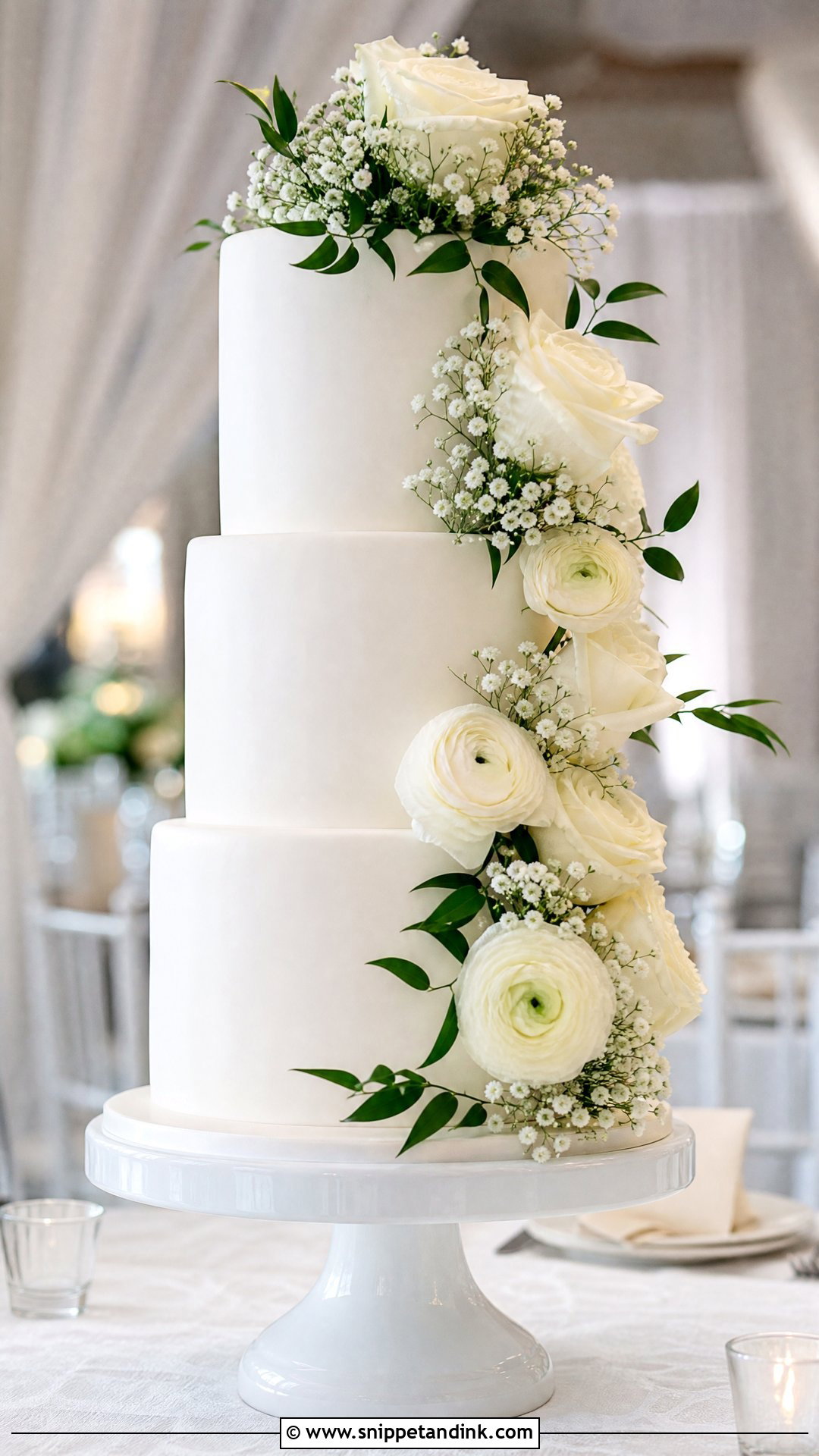 White Wedding Cake With Flowers - Snippet and Ink - 20 Wedding Cake with Flowers