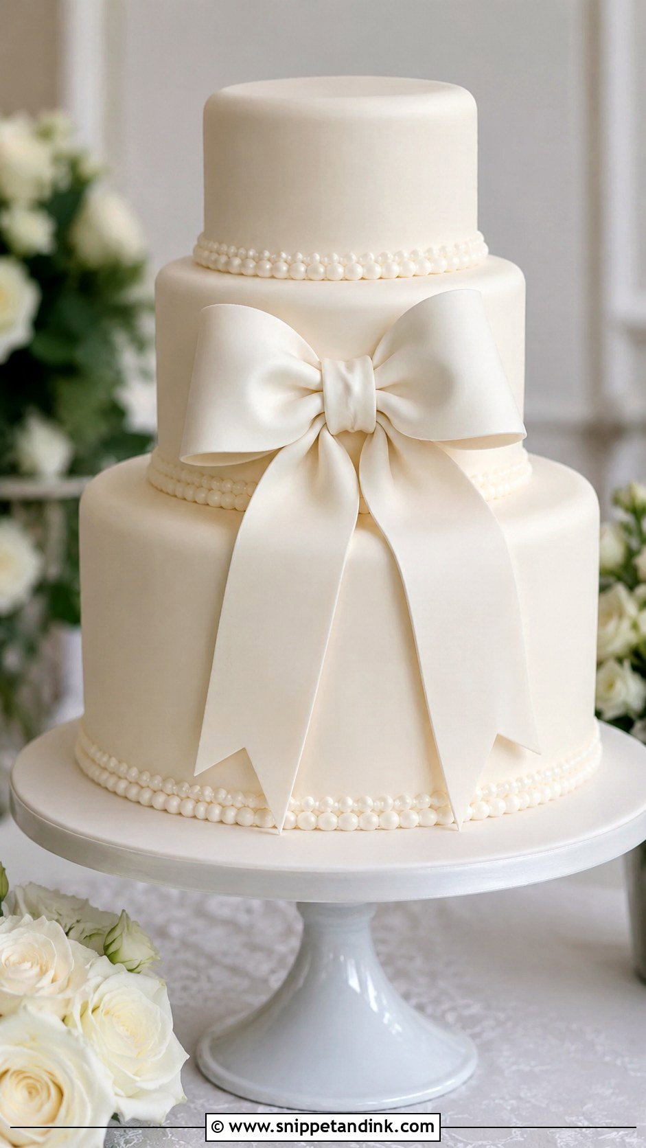 White Wedding Cake With Fondant Bow - Snippet and Ink - 25 White Wedding Cake Ideas with Bow