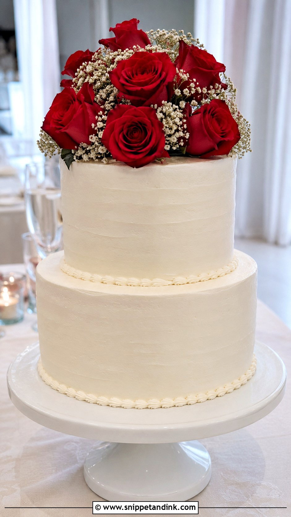 White Wedding Cake With Red Roses On Top - Snippet and Ink - 30 White Wedding Cake Ideas with Red Roses