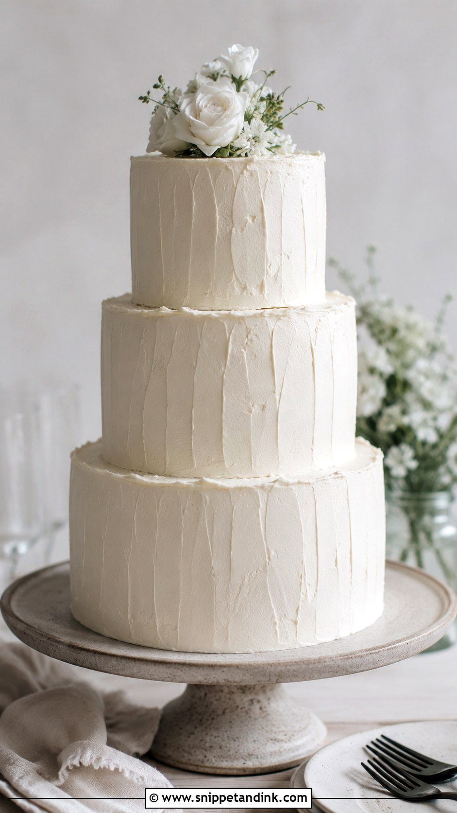 White Wedding Cake With Texture - Snippet and Ink - 20 Minimal White Wedding Cake Ideas