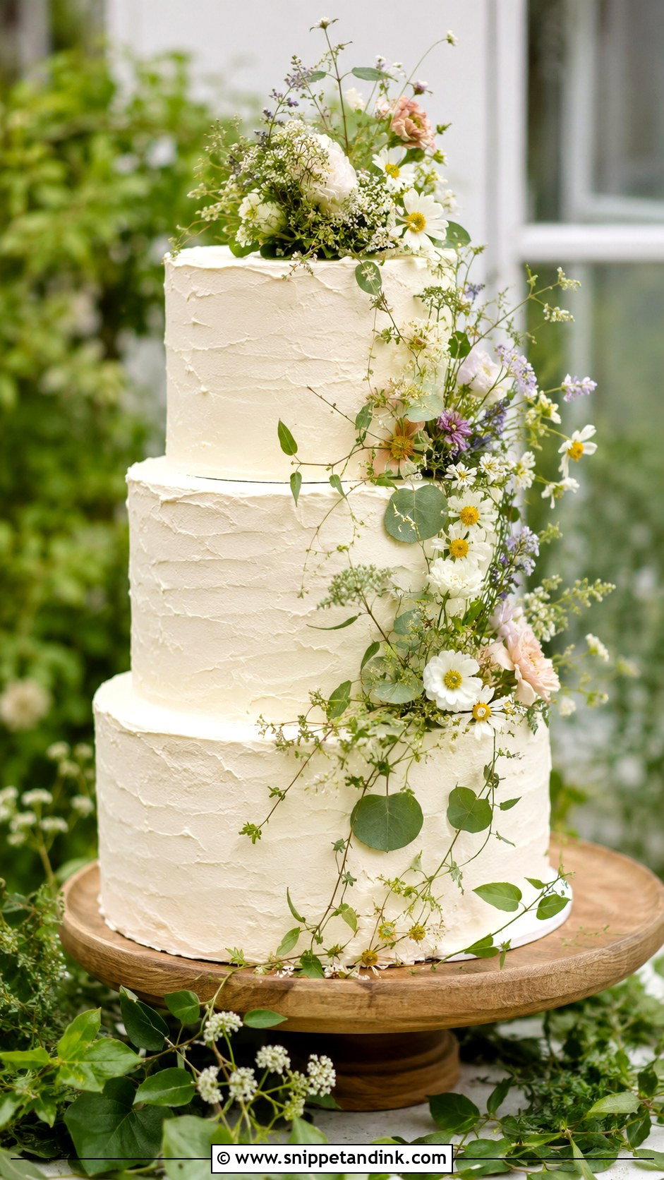 White Wedding Cake With Wildflowers And Greenery - Snippet and Ink - 20 White Wedding Cake Ideas with Wildflowers