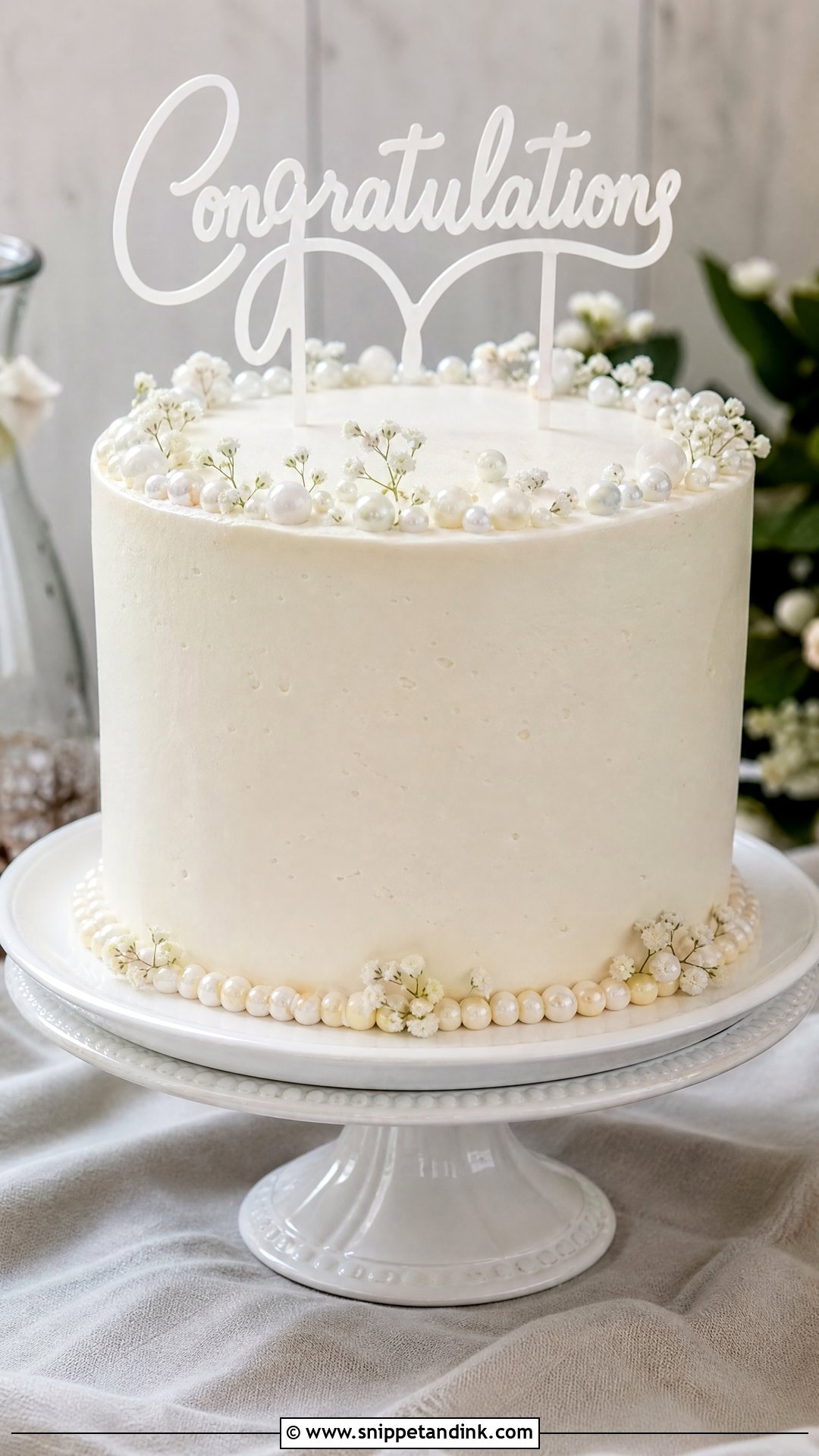 White Wedding Congrats Cake - Snippet and Ink - 30 Congrats Cake Ideas for Wedding