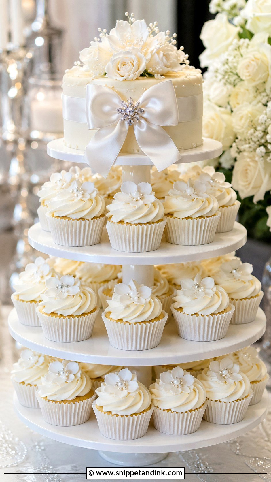 White Wedding Cupcake Stand - Snippet and Ink - 20 Wedding Cake Cupcakes Display Ideas