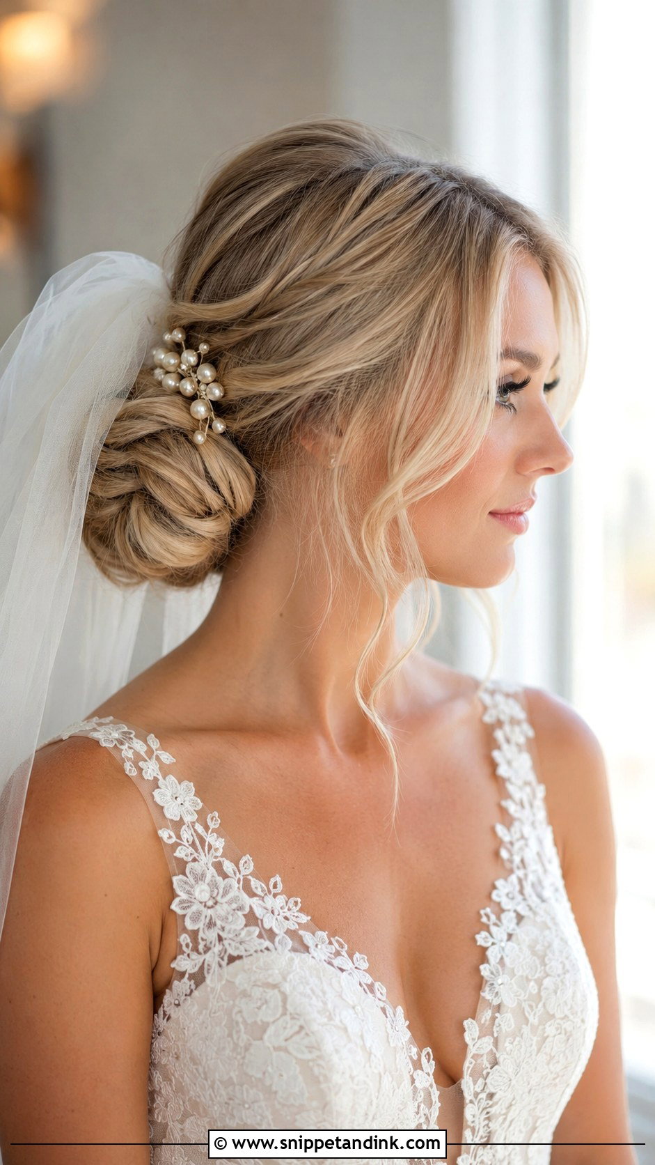 White Wedding Low Bun - Snippet and Ink - 15 White Wedding Hair Ideas