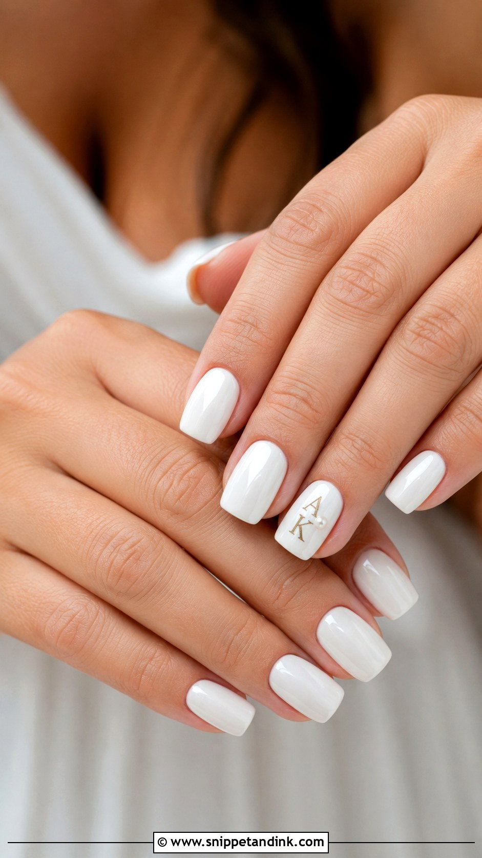 White Wedding Nails With Initials - Snippet and Ink - 20 Wedding Nails with Initials