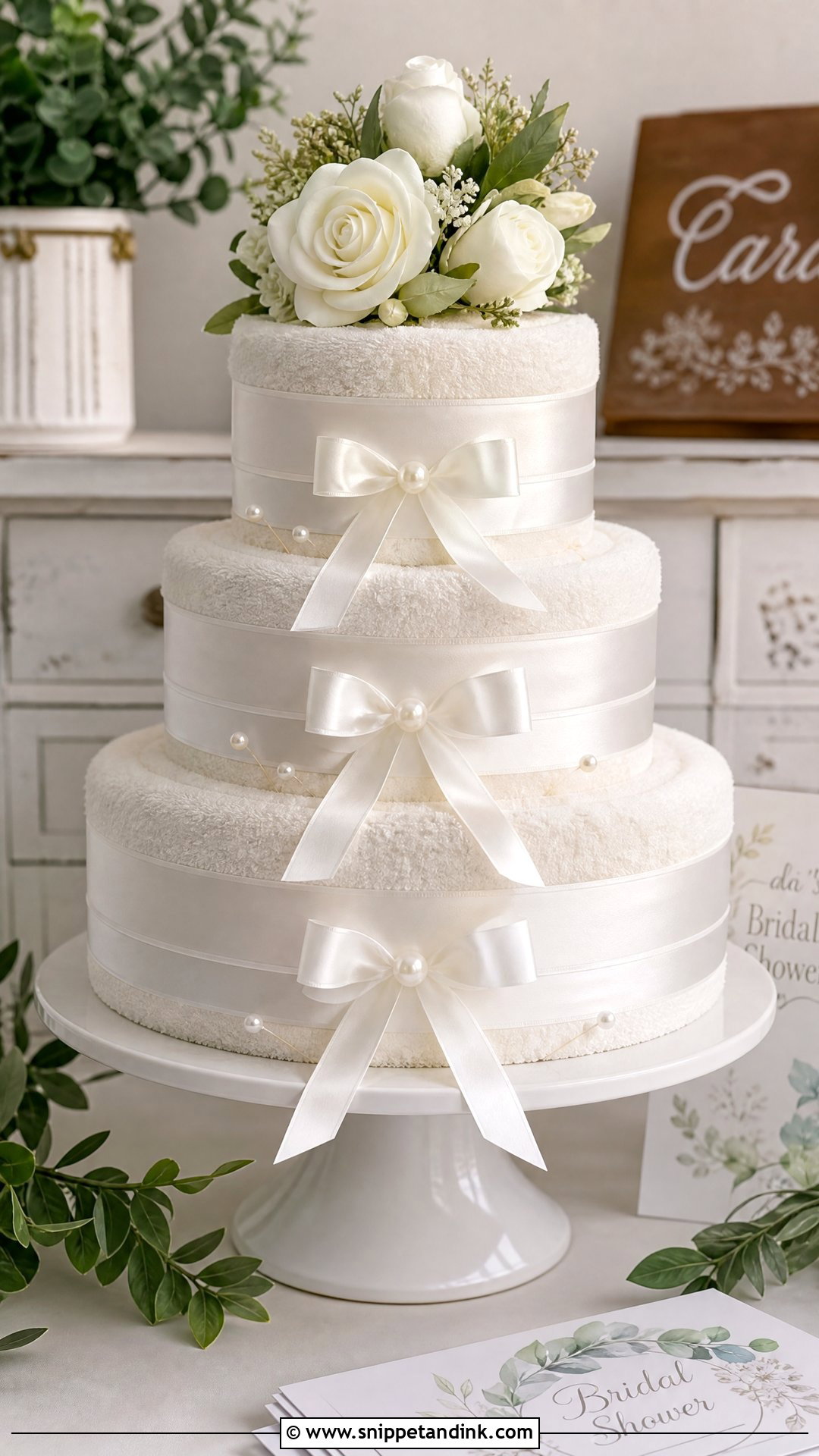 White Wedding Towel Cake - Snippet and Ink - 20 Wedding Towel Cakes