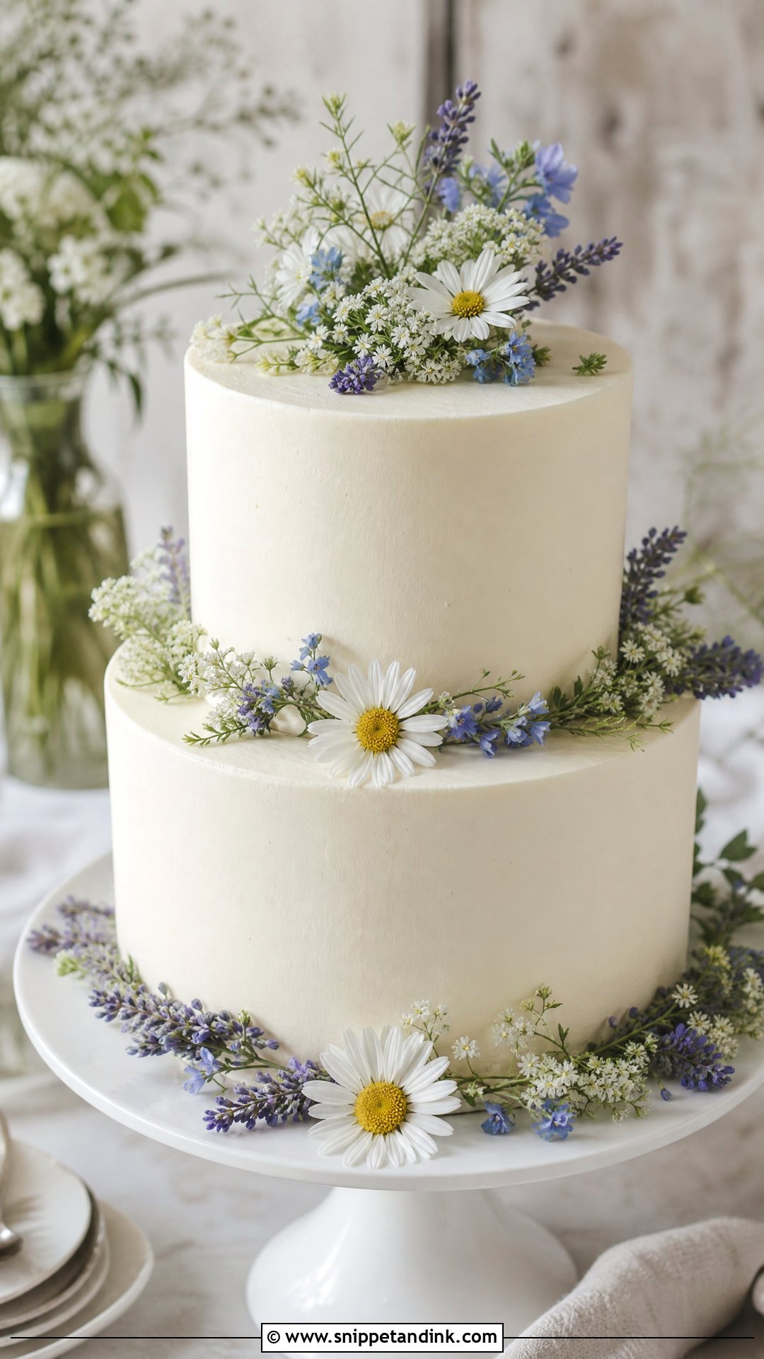 White Wildflower Wedding Cake - Snippet and Ink - 20 Wildflower Cakes for Wedding