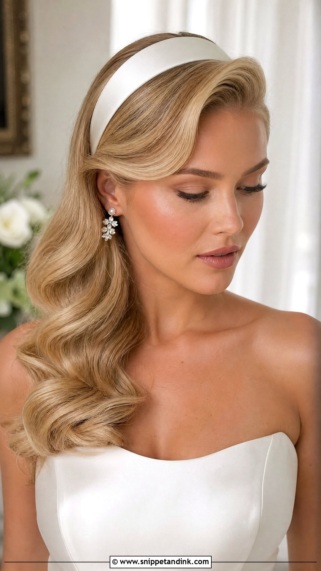 Wide Bridal Hair Band With Hollywood Waves - Snippet and Ink - 15 Bridal Hair Bands