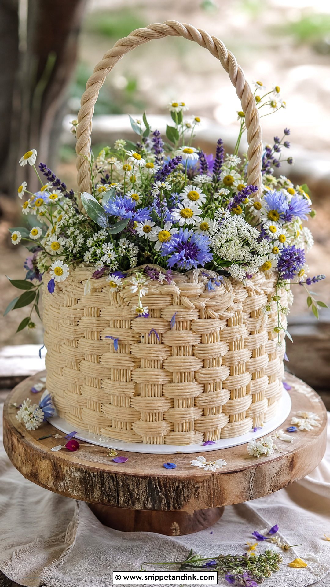 Wildflower Basket Wedding Cake - Snippet and Ink - 25 Flower Basket Cake Ideas for Wedding