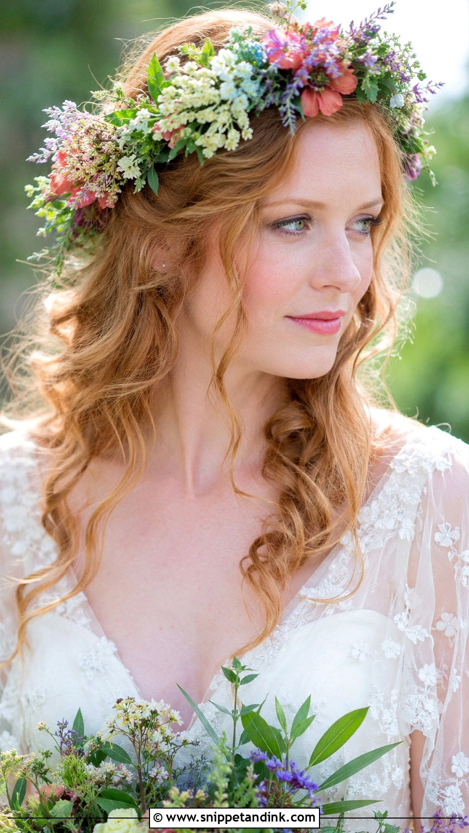 Wildflower Bridal Hair Crown - Snippet and Ink - 20 Flower Bridal Hair Decorations Ideas