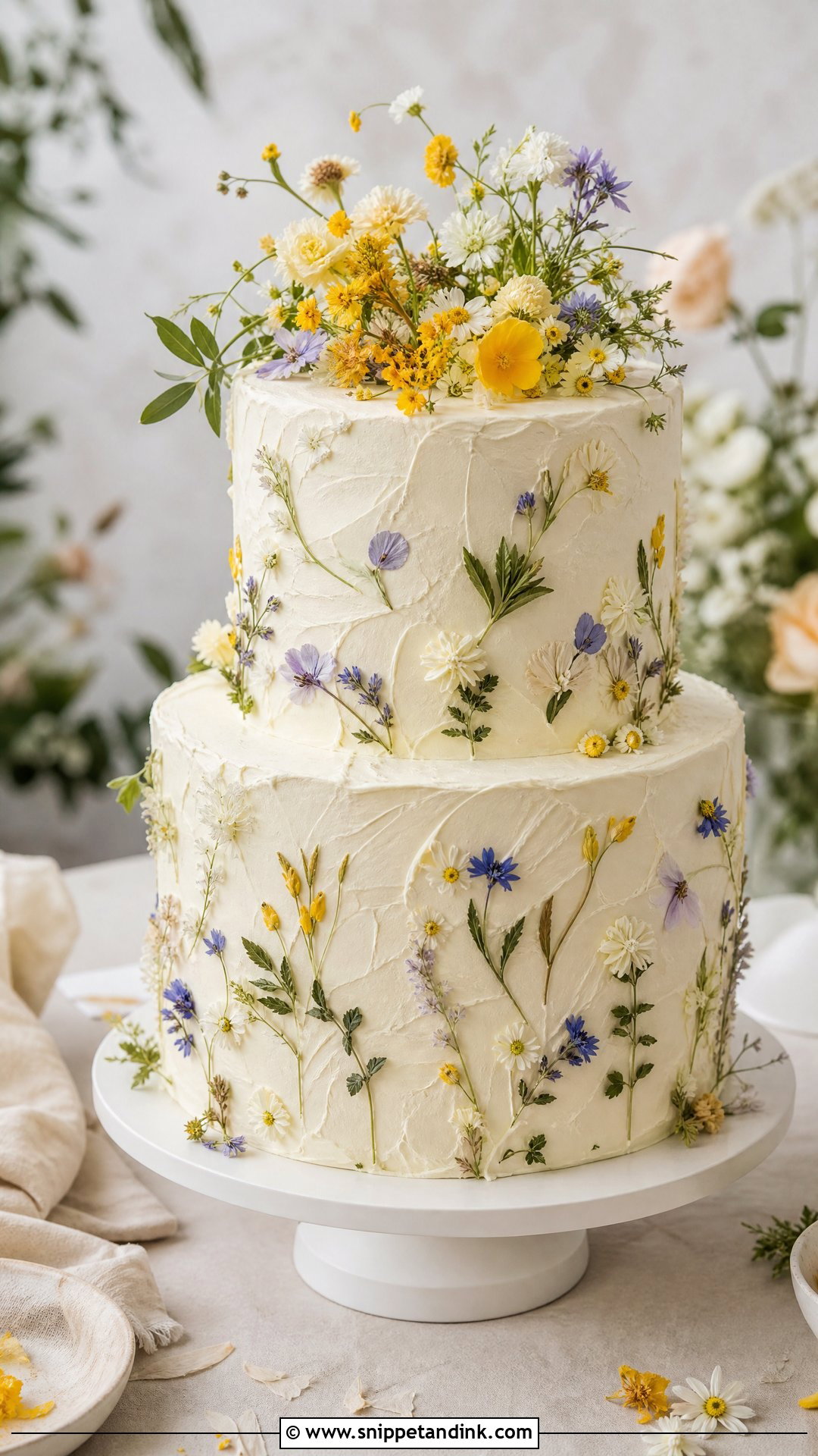 Wildflower Buttercream Wedding Cake - Snippet and Ink - 20 Wildflower Cakes for Wedding