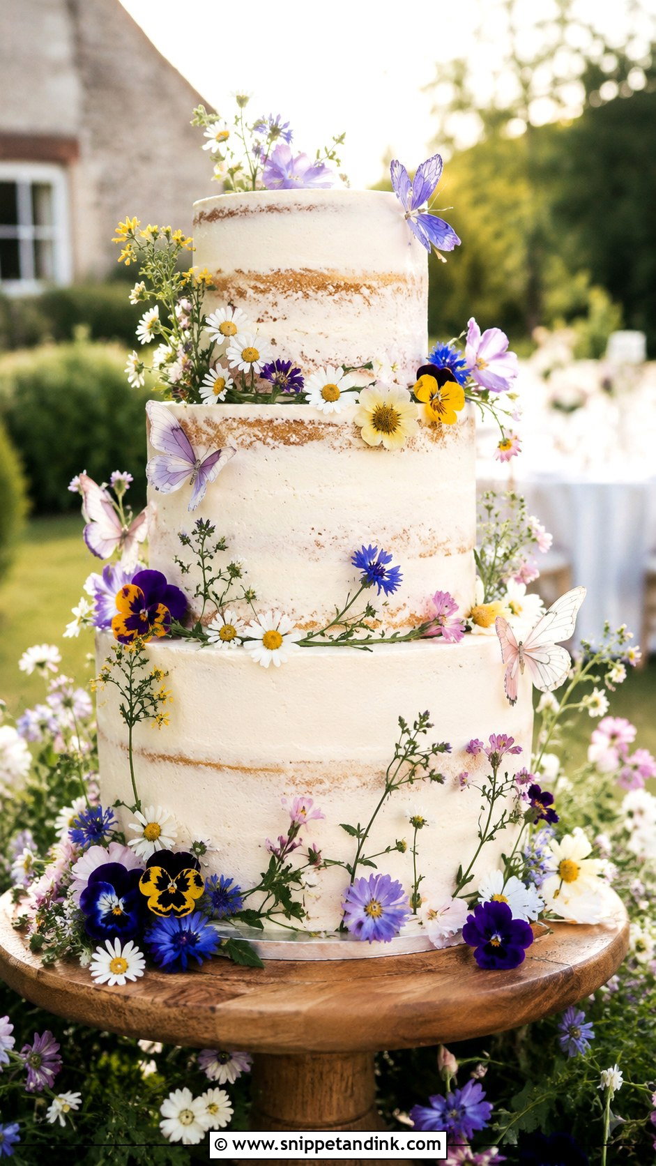 Wildflower Butterfly Wedding Cake - Snippet and Ink - 20 Flower Butterfly Cake Ideas for Wedding