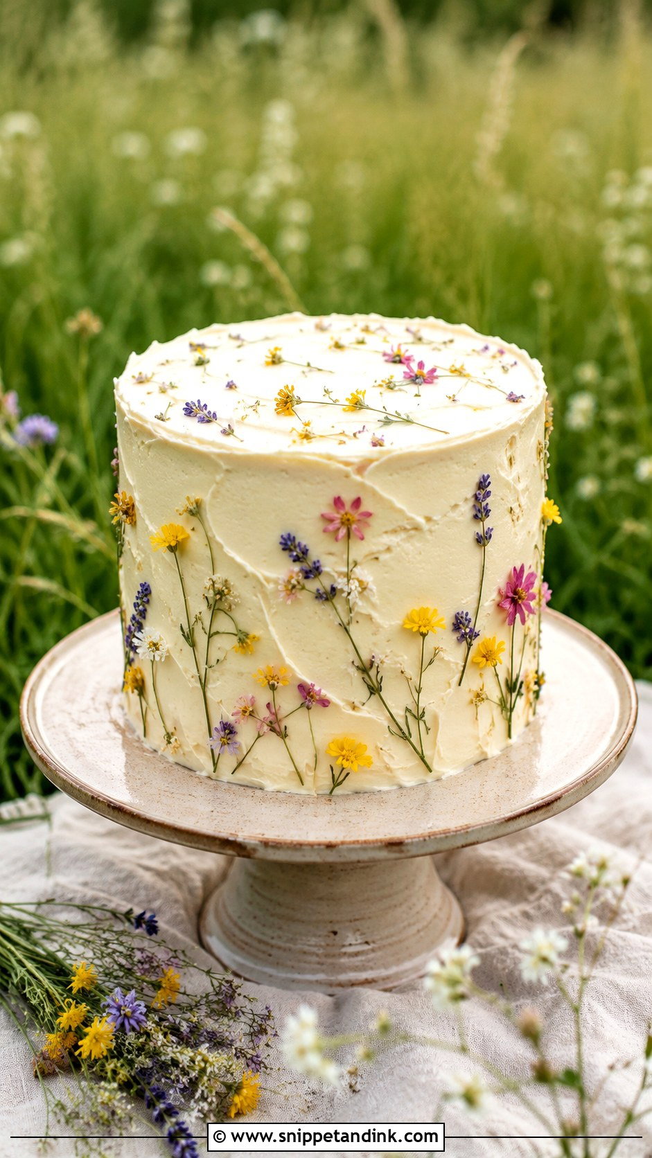 Wildflower Elopement Wedding Cake - Snippet and Ink - 20 Elopement Wedding Cake Ideas