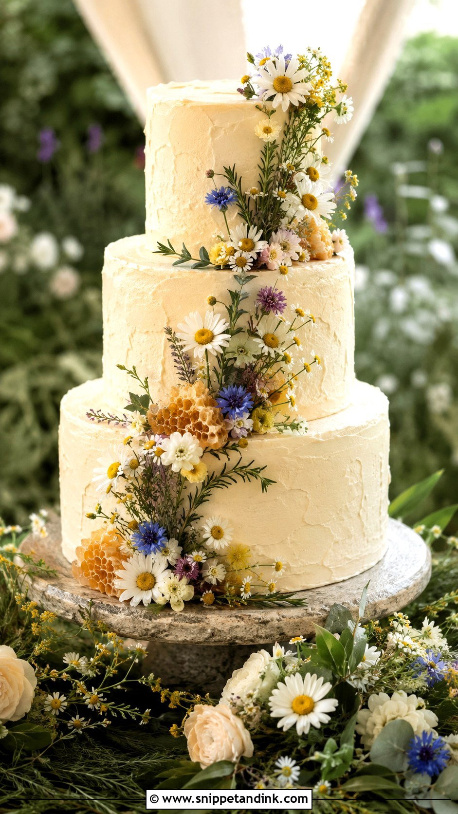 Wildflower Honey Wedding Cake - Snippet and Ink - 20 Honey Cake Design Ideas for Wedding
