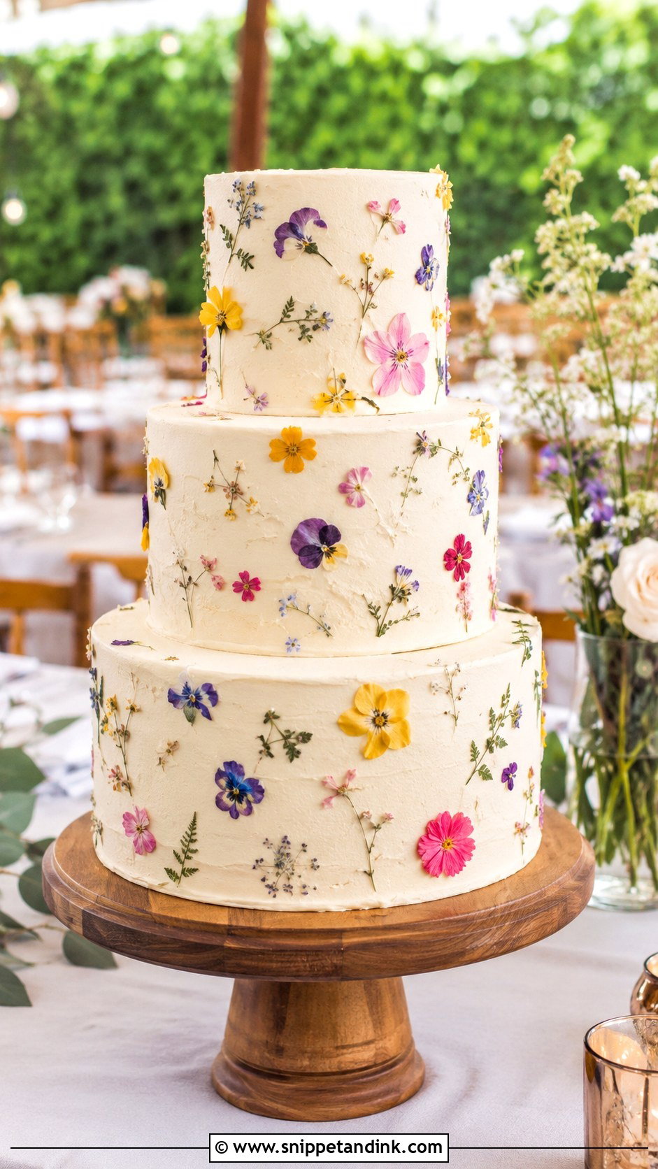 Wildflower Petal Wedding Cake - Snippet and Ink - 20 Flower Petal Wedding Cake Ideas