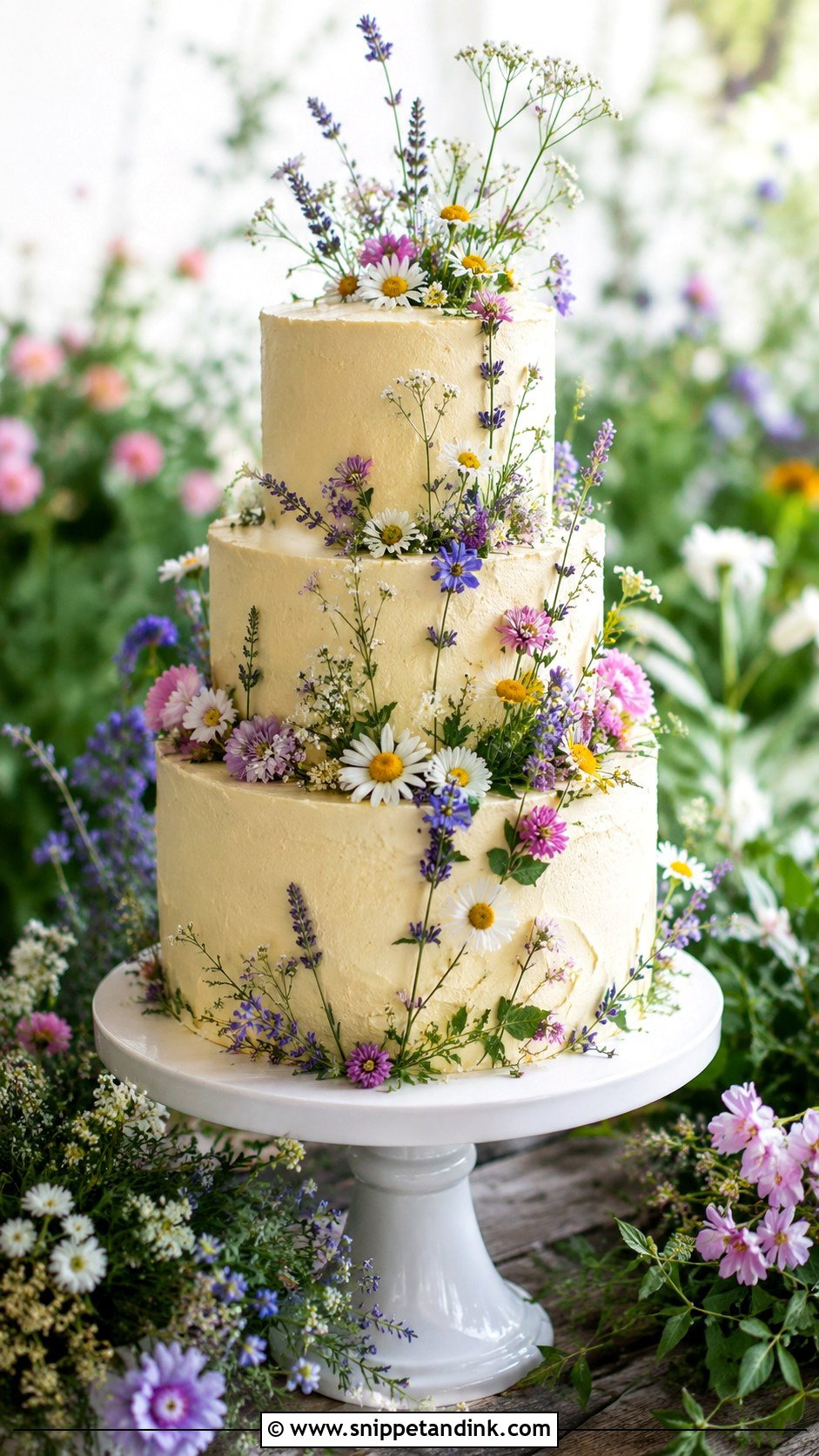 Wildflower Wedding Cake - Snippet and Ink - 20 Enchanted Theme Cake Ideas for Wedding