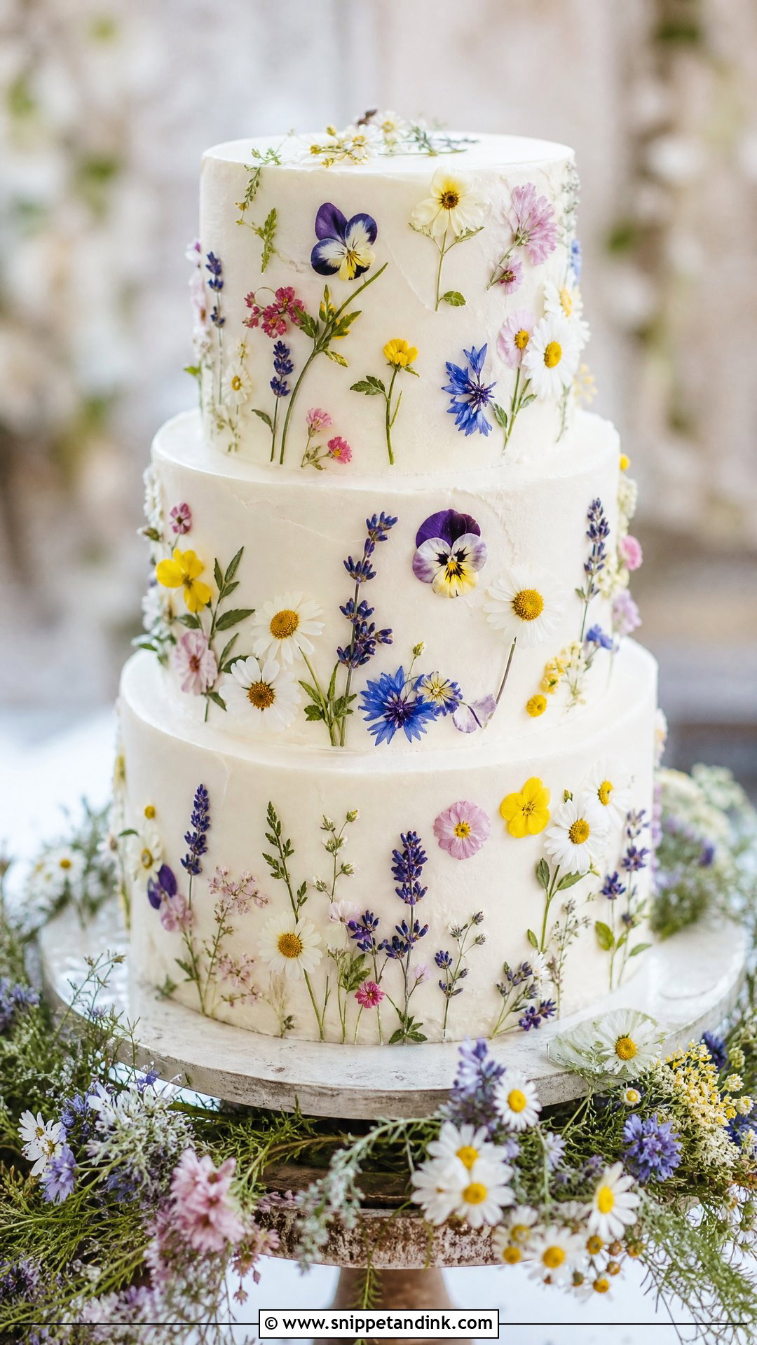 Wildflower Wedding Cake - Snippet and Ink - 35 Cakes with Flowers for Wedding