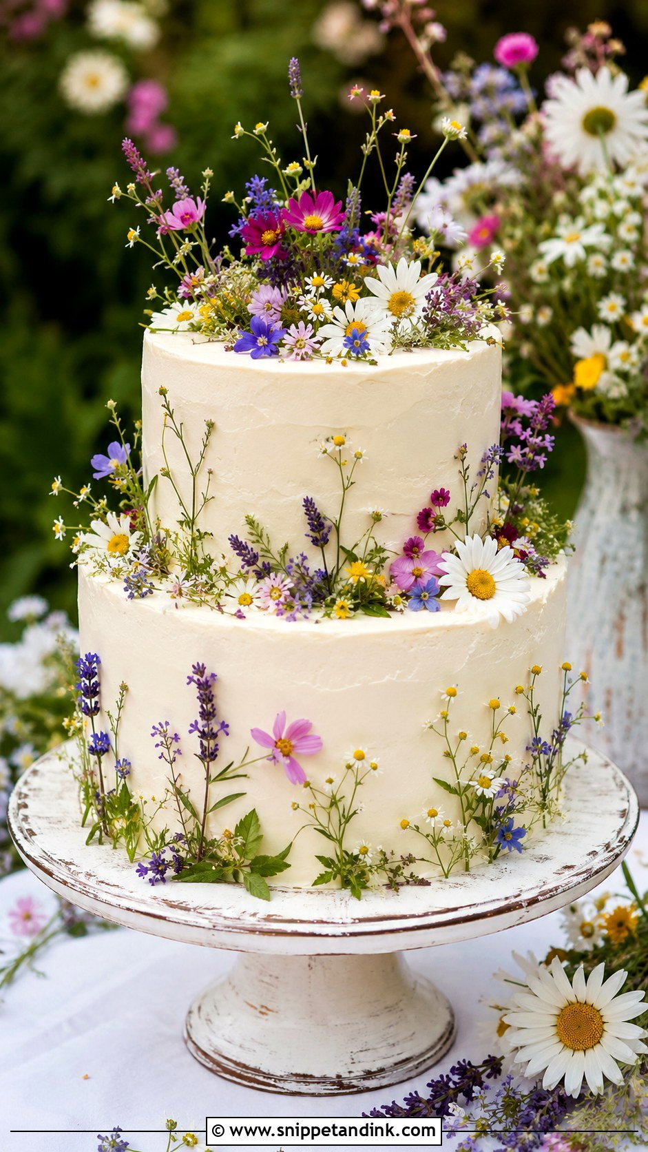 Wildflower Wedding Cake - Snippet and Ink - 20 Romantic Garden Wedding Cake Ideas