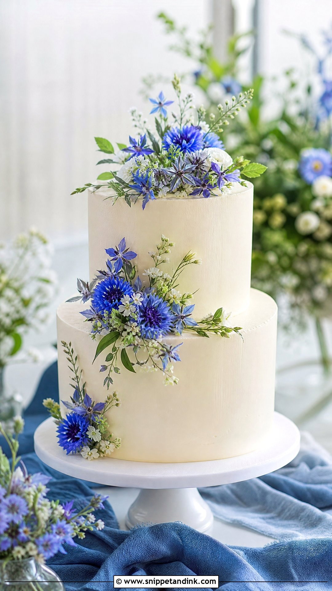 Wildflower Wedding Cake With Blue Flowers - Snippet and Ink - 20 Wildflower Cakes for Wedding
