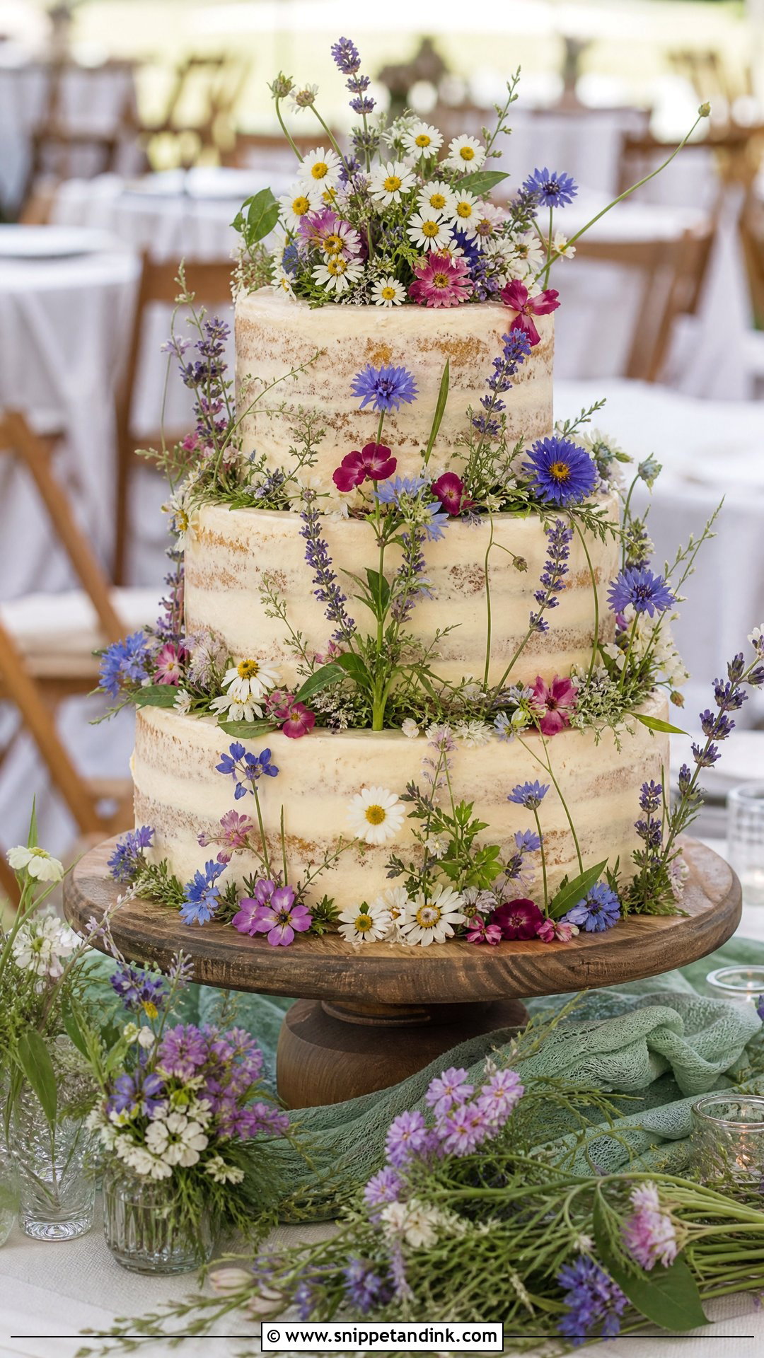 Wildflower Wedding Cake With Fresh Flowers - Snippet and Ink - 25 Cake Ideas with Fresh Flowers for Wedding