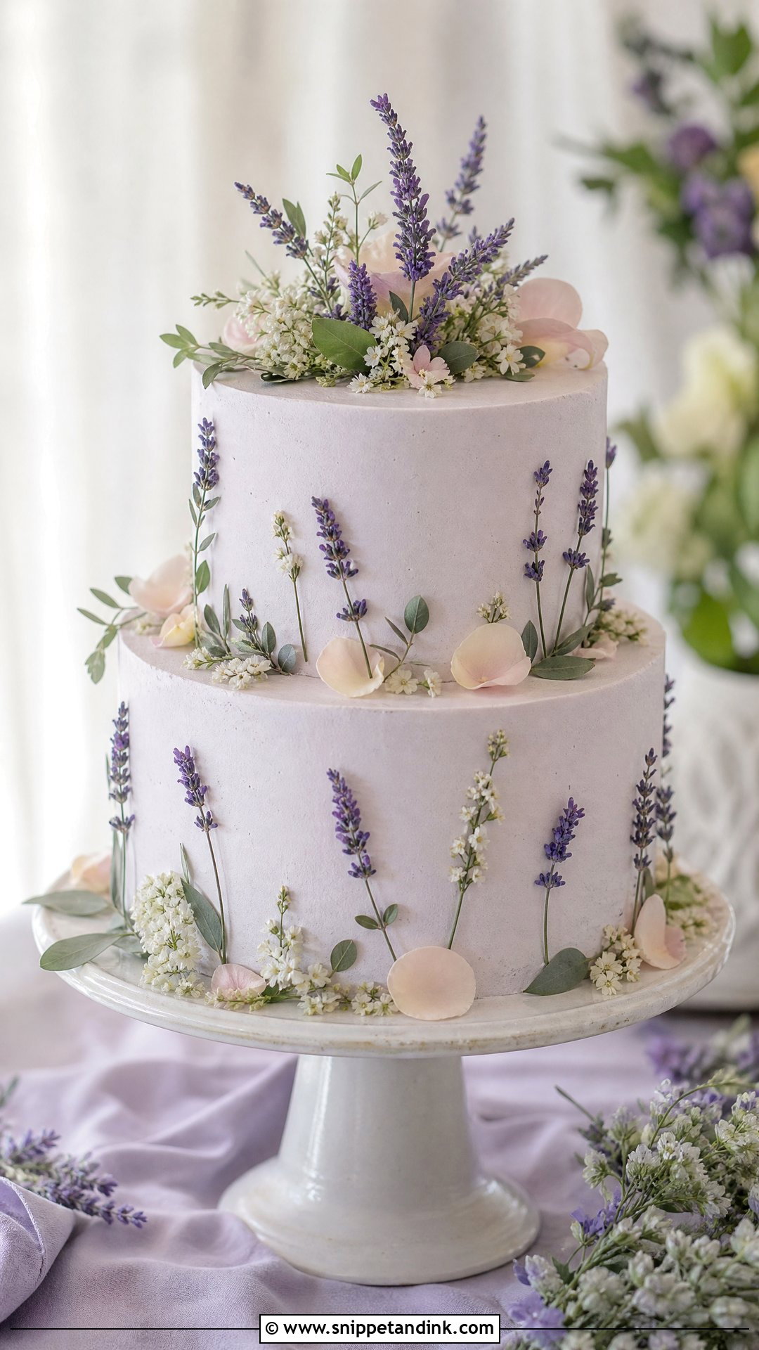 Wildflower Wedding Cake With Lavender - Snippet and Ink - 20 Wildflower Cakes for Wedding
