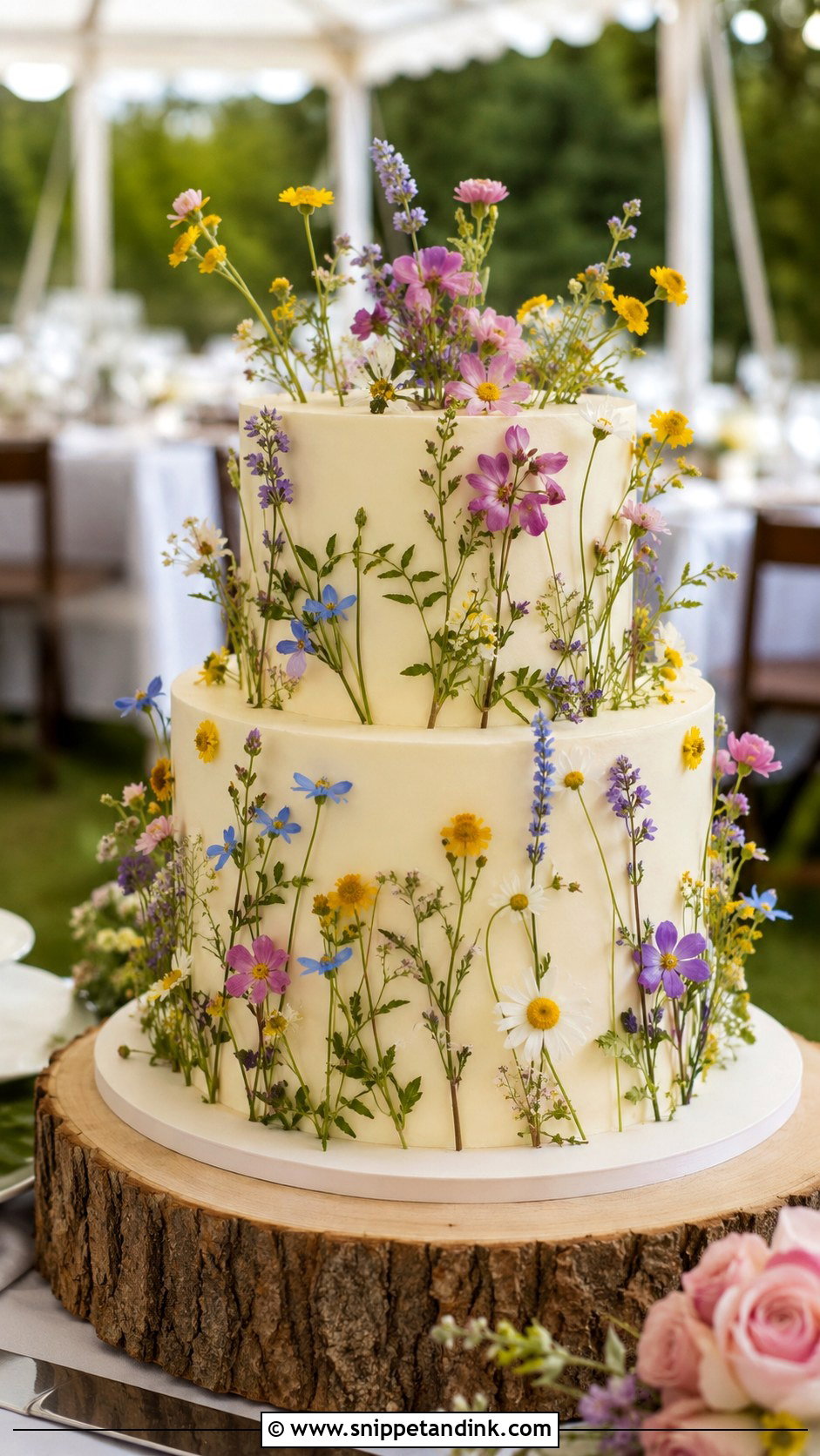 Wildflower Wedding Cake With Real Flowers - Snippet and Ink - 20 Cakes with Real Flowers for Wedding
