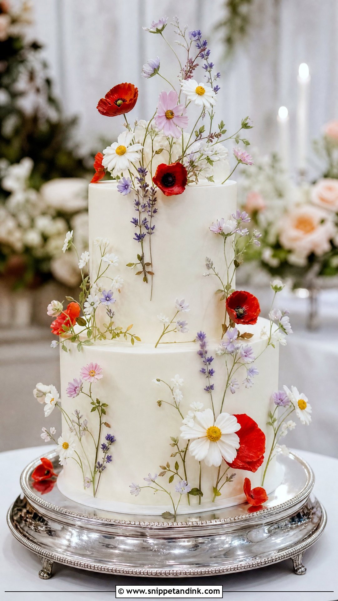 Wildflower Wedding Cake With Sugar Flowers - Snippet and Ink - 20 Wildflower Cakes for Wedding