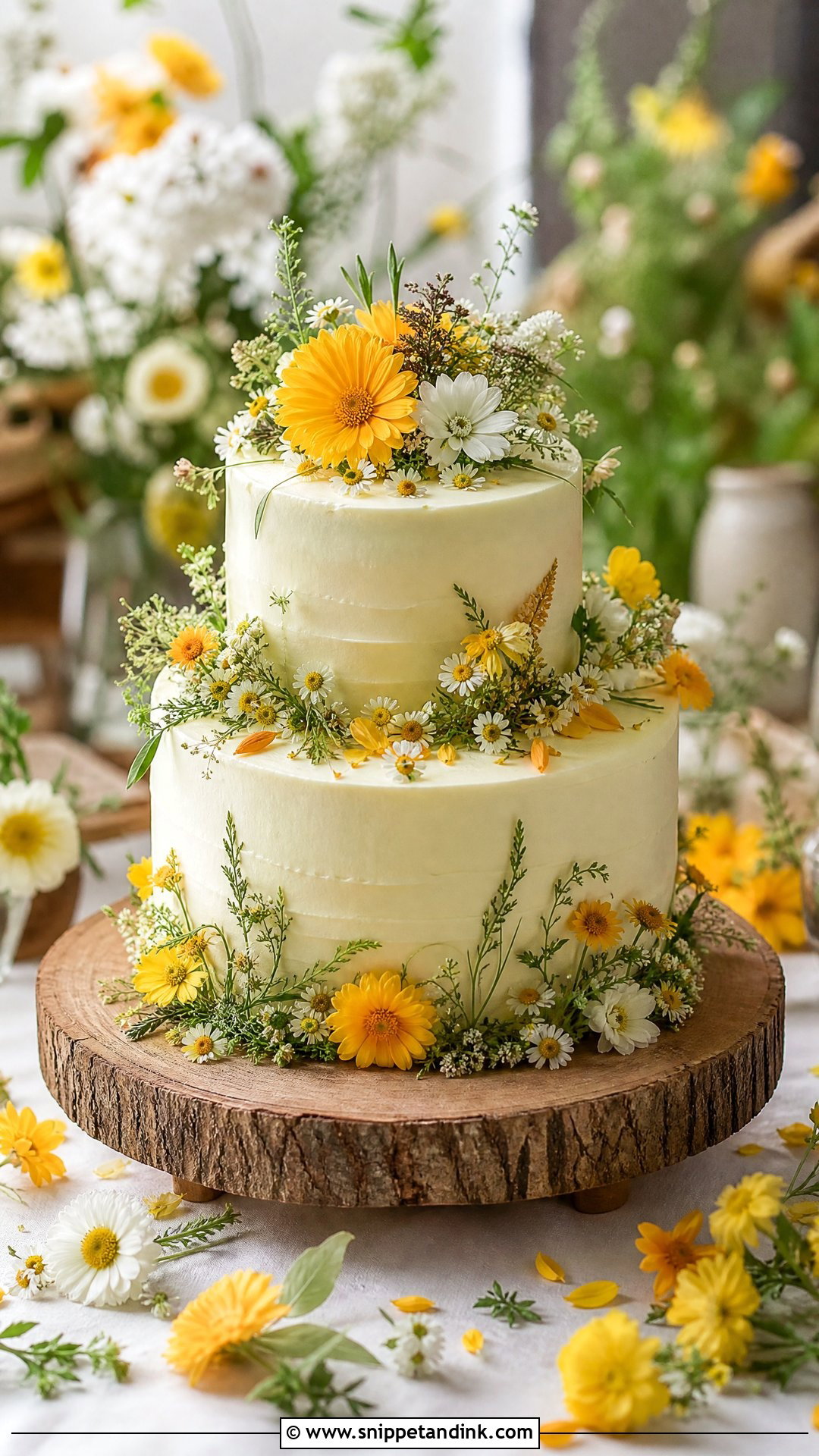 Wildflower Wedding Cake With Yellow Flowers - Snippet and Ink - 20 Wildflower Cakes for Wedding