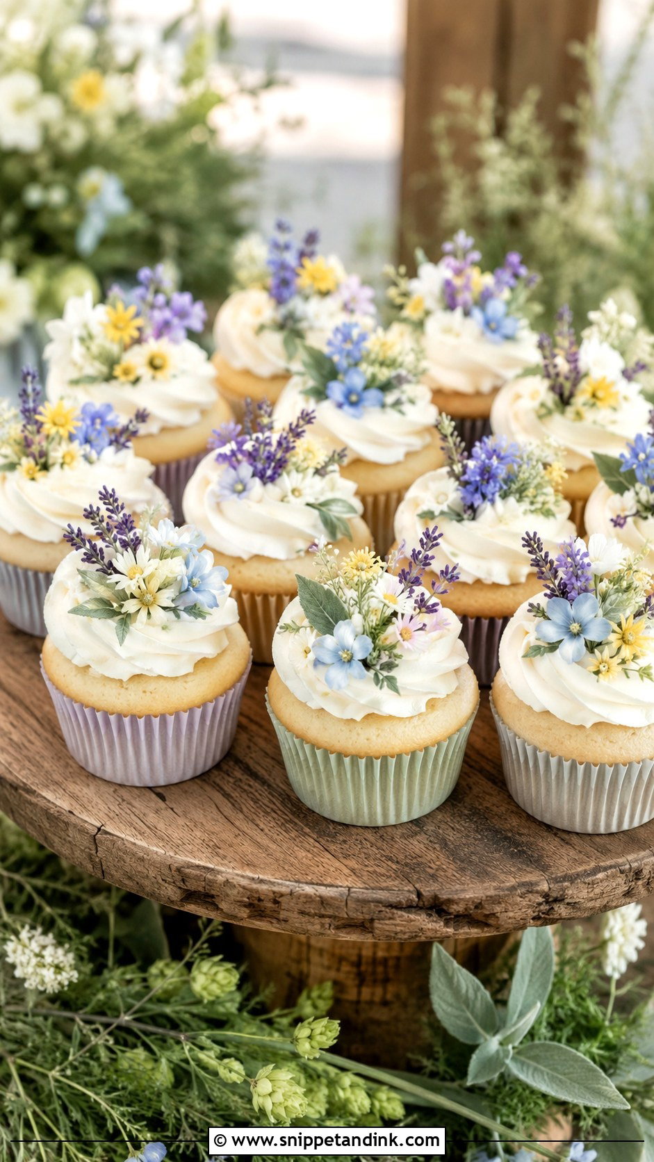 Wildflower Wedding Cupcakes - Snippet and Ink - 20 Cupcake Ideas with Flowers for Wedding