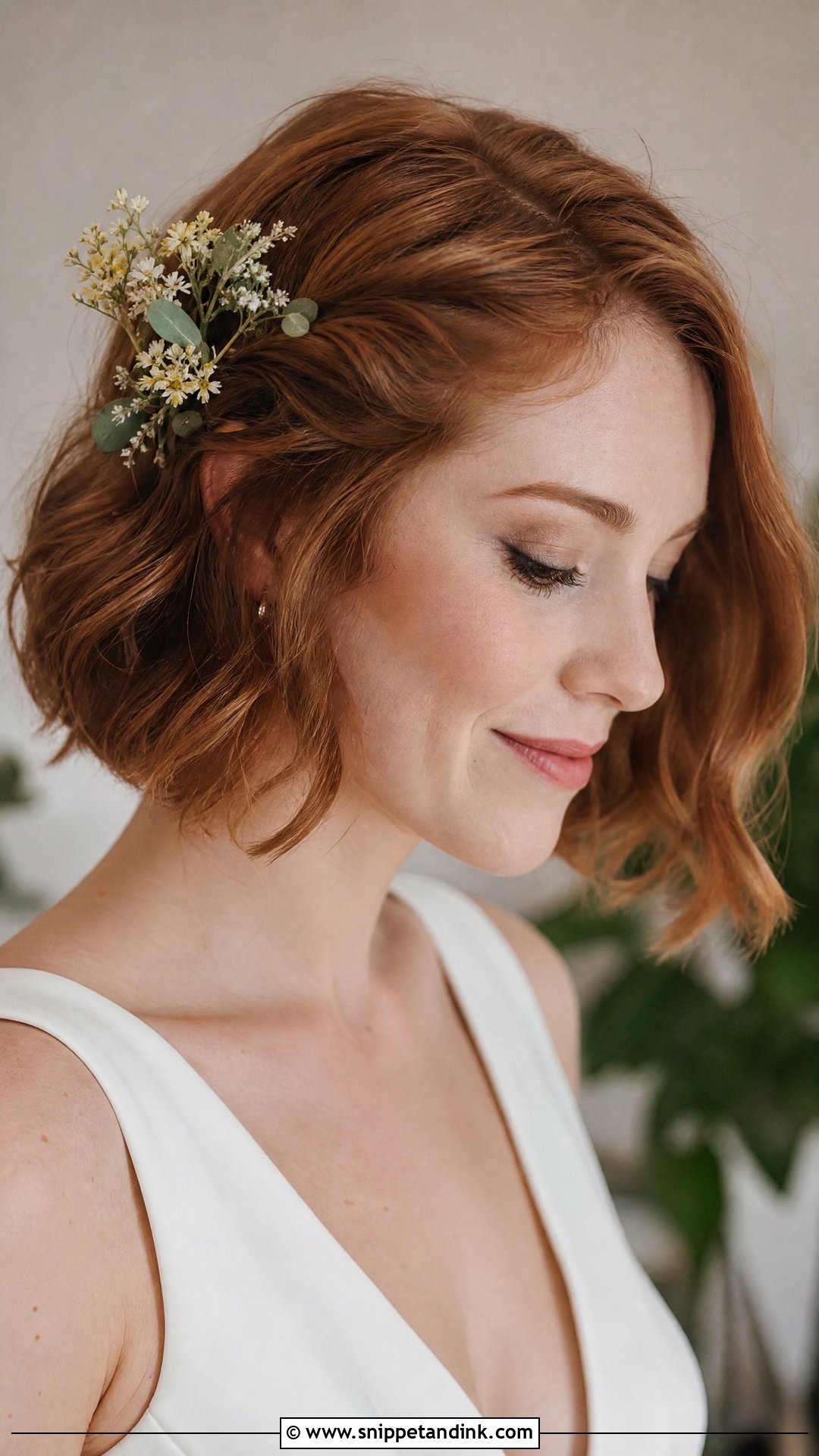 Wildflower Wedding Hair With Bob - Snippet and Ink - 20 Wildflower Wedding Hair Ideas