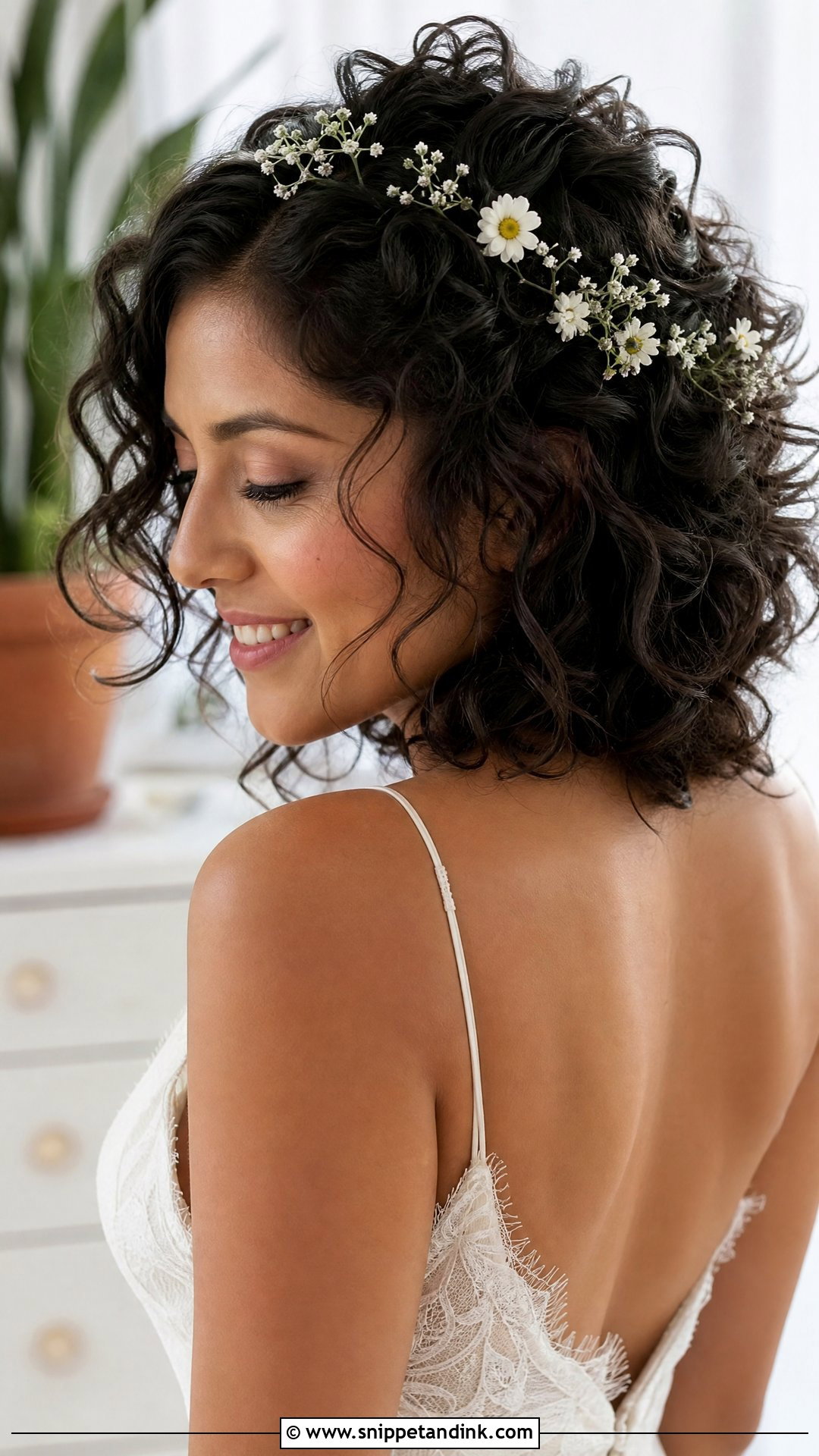 Wildflower Wedding Hair With Curly Hair - Snippet and Ink - 20 Wildflower Wedding Hair Ideas