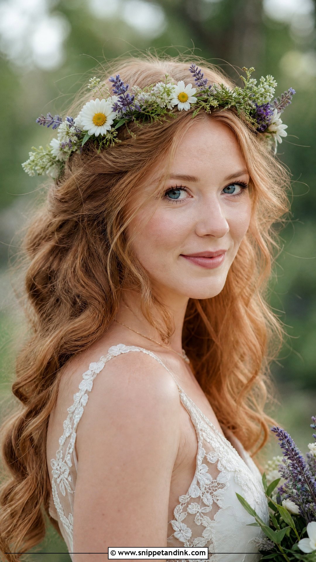 Wildflower Wedding Hair With Flower Crown - Snippet and Ink - 20 Wildflower Wedding Hair Ideas