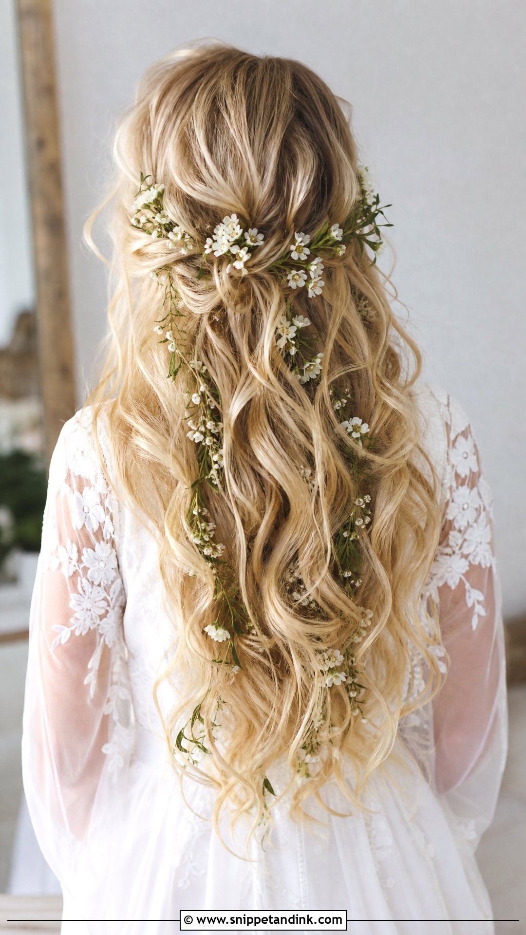 Wildflower Wedding Hair With Long Hair - Snippet and Ink - 20 Wildflower Wedding Hair Ideas