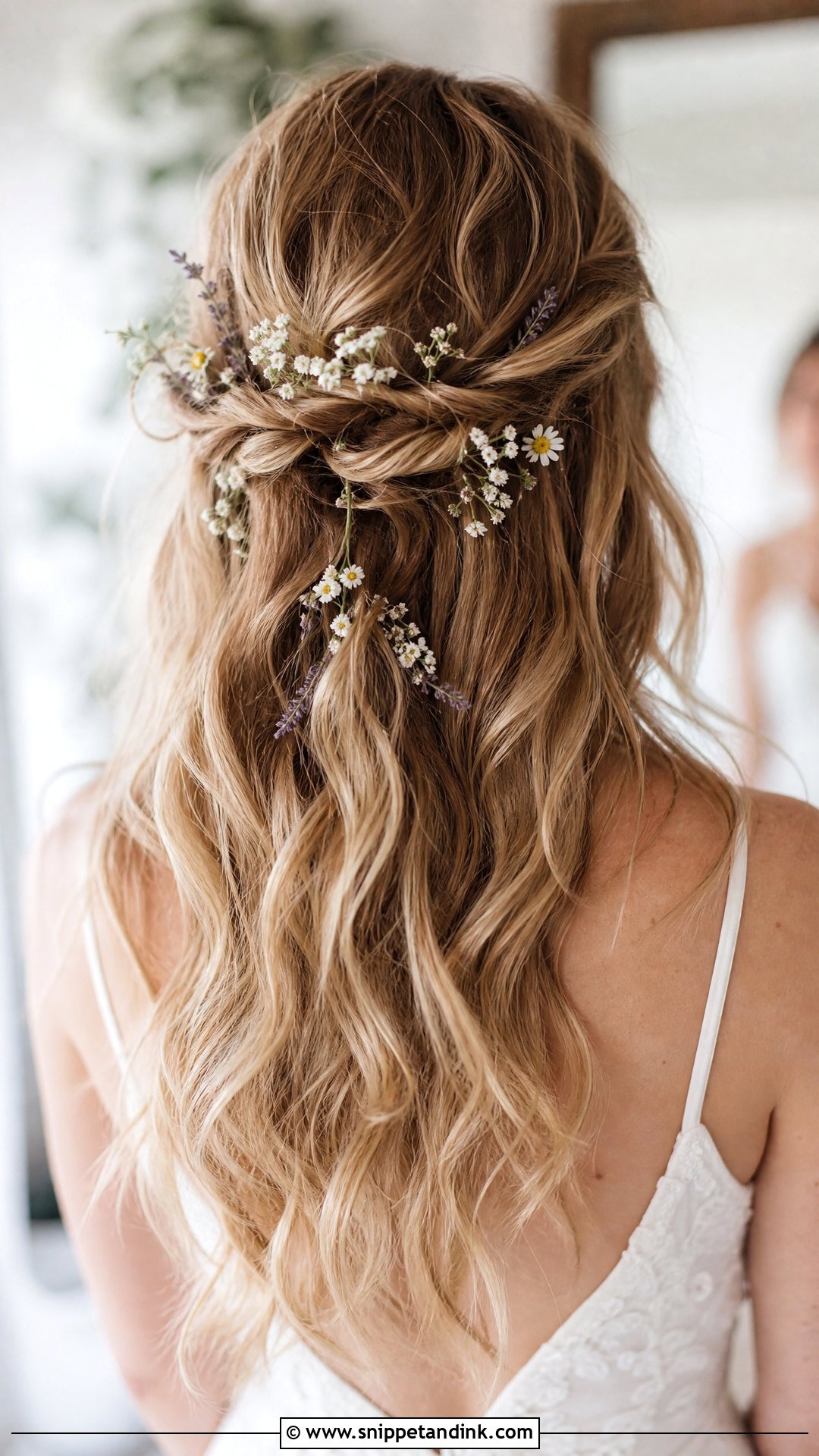 Wildflower Wedding Hair With Loose Waves - Snippet and Ink - 20 Wildflower Wedding Hair Ideas