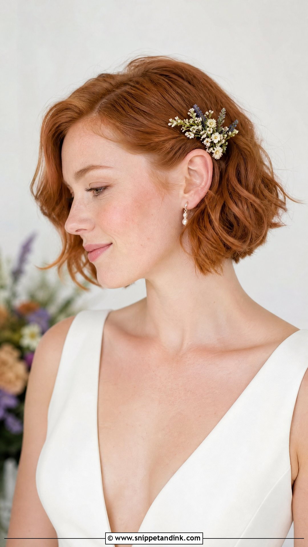 Wildflower Wedding Hair With Short Hair - Snippet and Ink - 20 Wildflower Wedding Hair Ideas