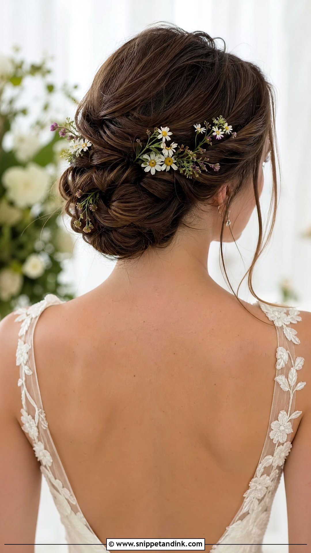 Wildflower Wedding Hair With Twisted Updo - Snippet and Ink - 20 Wildflower Wedding Hair Ideas