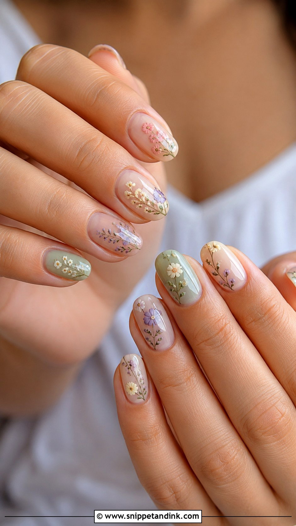 Wildflower Wedding Nails - Snippet and Ink - 20 Flower Wedding Nails