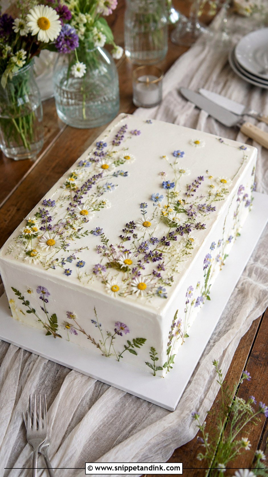 Wildflower Wedding Sheet Cake - Snippet and Ink - 20 Summer Sheet Cake Designs for Wedding
